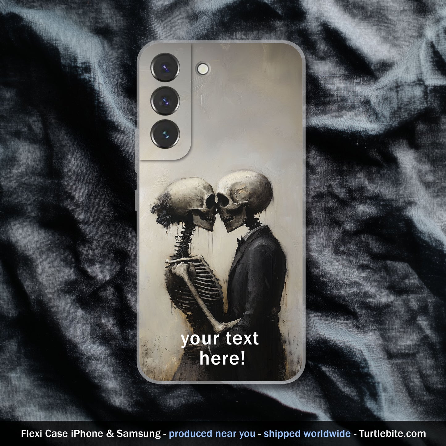 Gothic Romance Skeleton Phone Cover | Personalizable Fine Art for iPhone 15 Pro Max 14 13 12 11 Plus Samsung S24 Ultra S23 S22 S21 S20