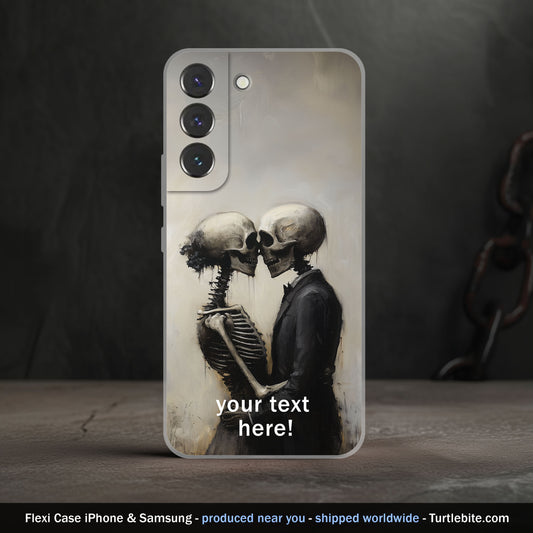 Gothic Romance Skeleton Phone Cover | Personalizable Fine Art for iPhone 15 Pro Max 14 13 12 11 Plus Samsung S24 Ultra S23 S22 S21 S20