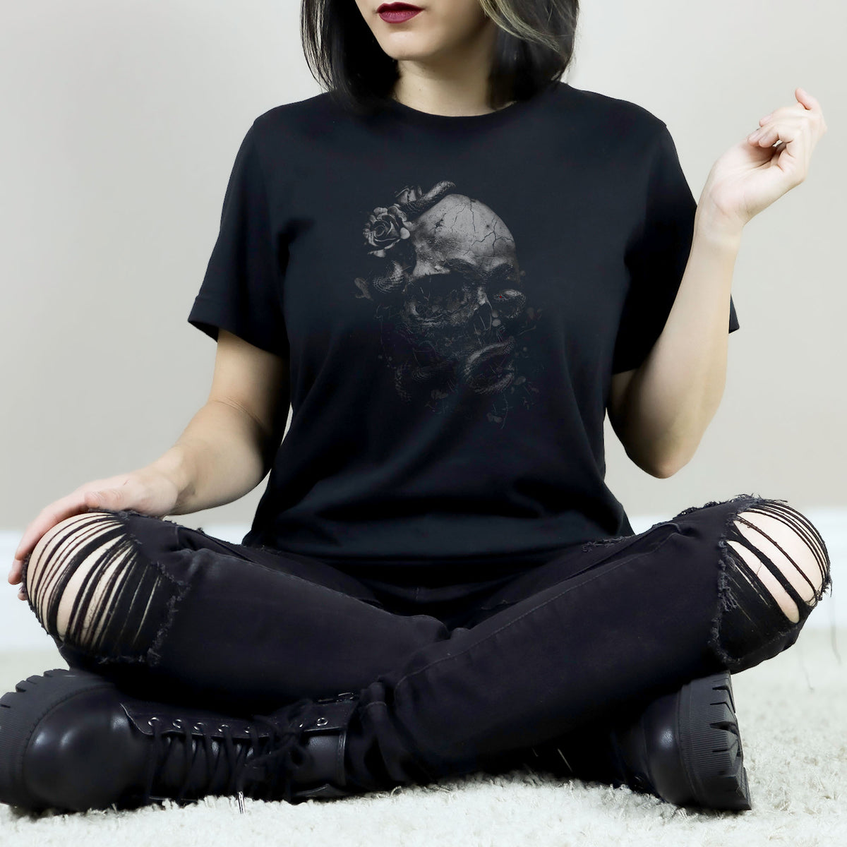 Gothic Skull Shirt – Rose & Snake Dark Art Tee