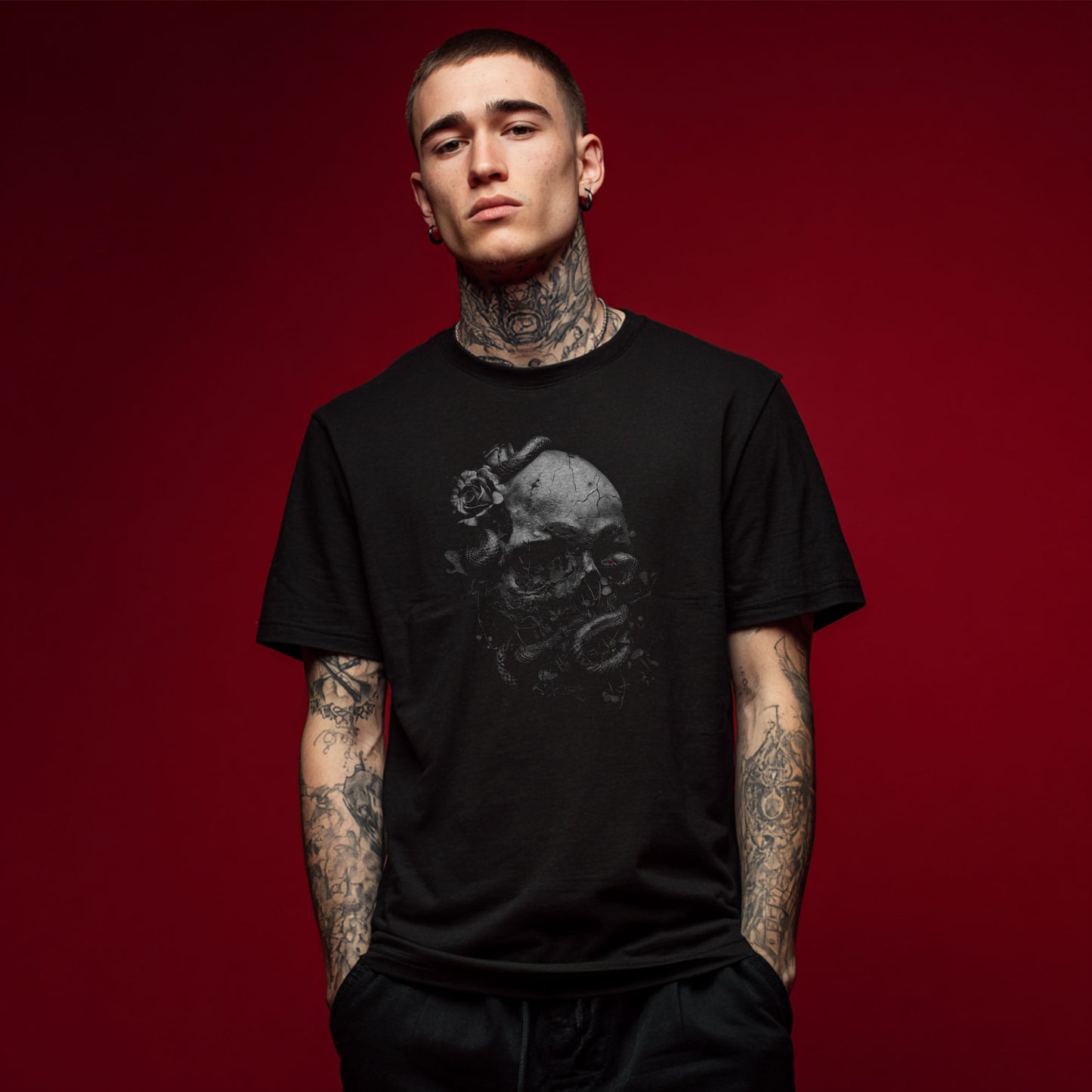 Gothic Skull Shirt – Rose & Snake Dark Art Tee