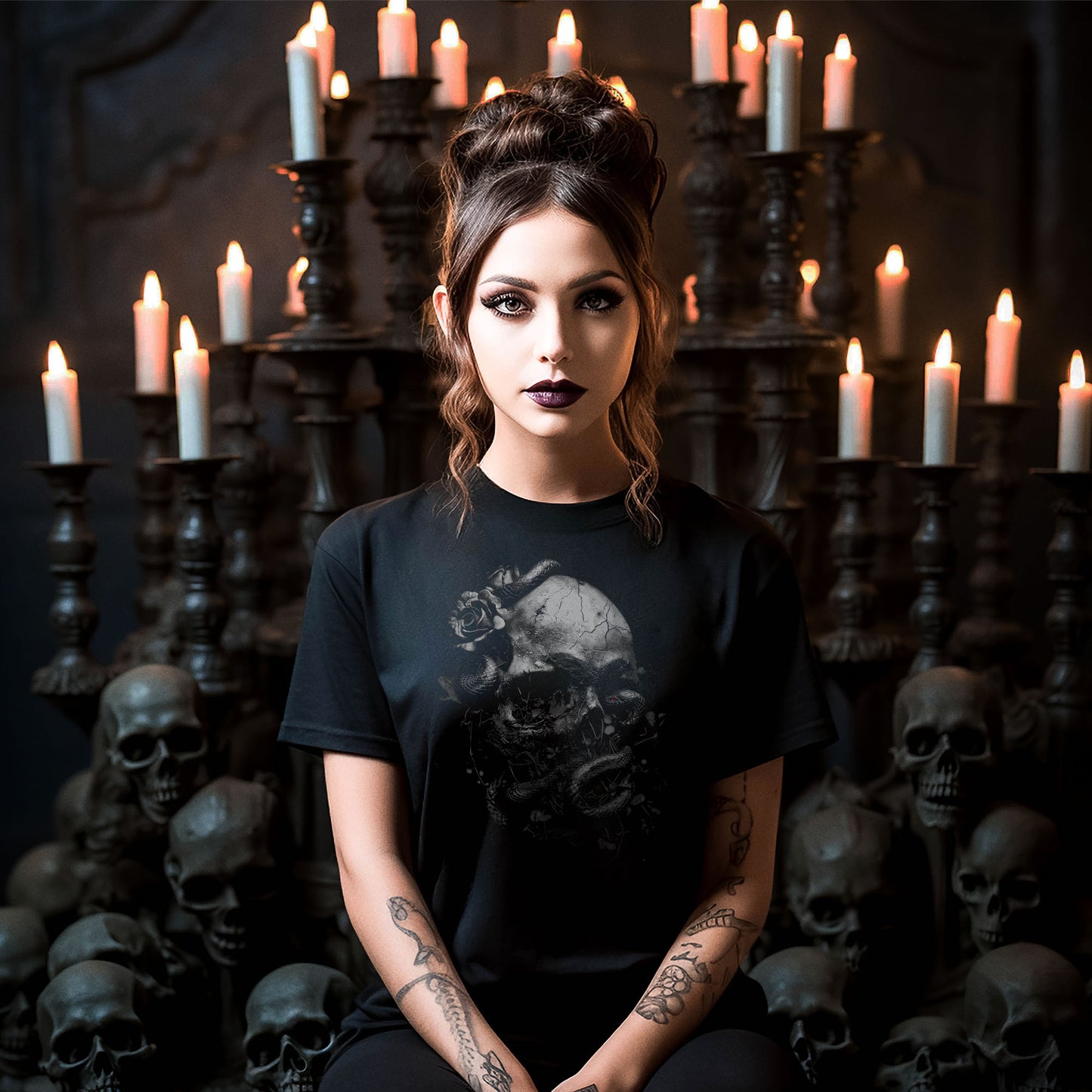 Gothic Skull Shirt – Rose & Snake Dark Art Tee