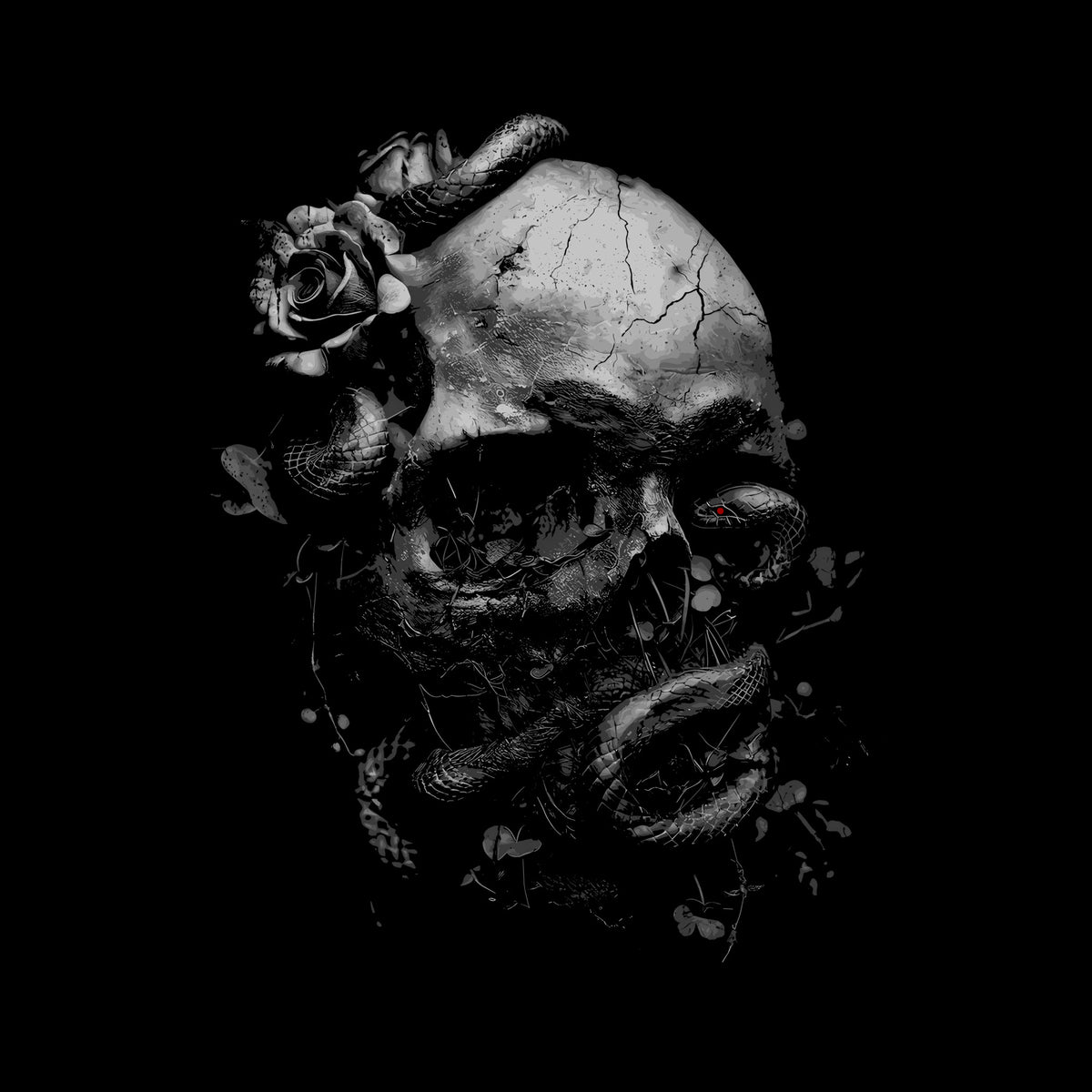 Gothic Skull Shirt – Rose & Snake Dark Art Tee