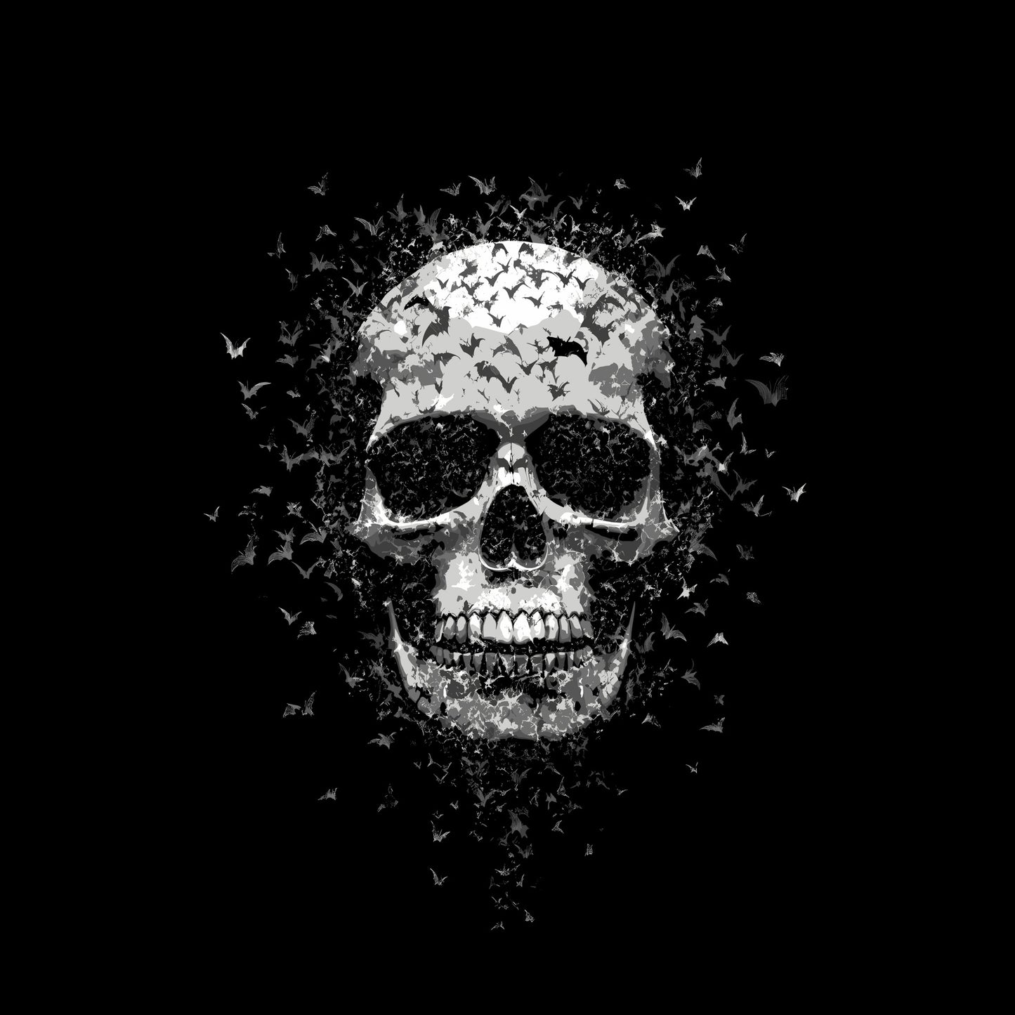 Bat Skull Gothic T-Shirt, Dark Art Horror Clothing