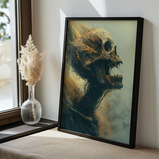 Gothic Horror Skull Painting - Creepy Smoking Wall Art