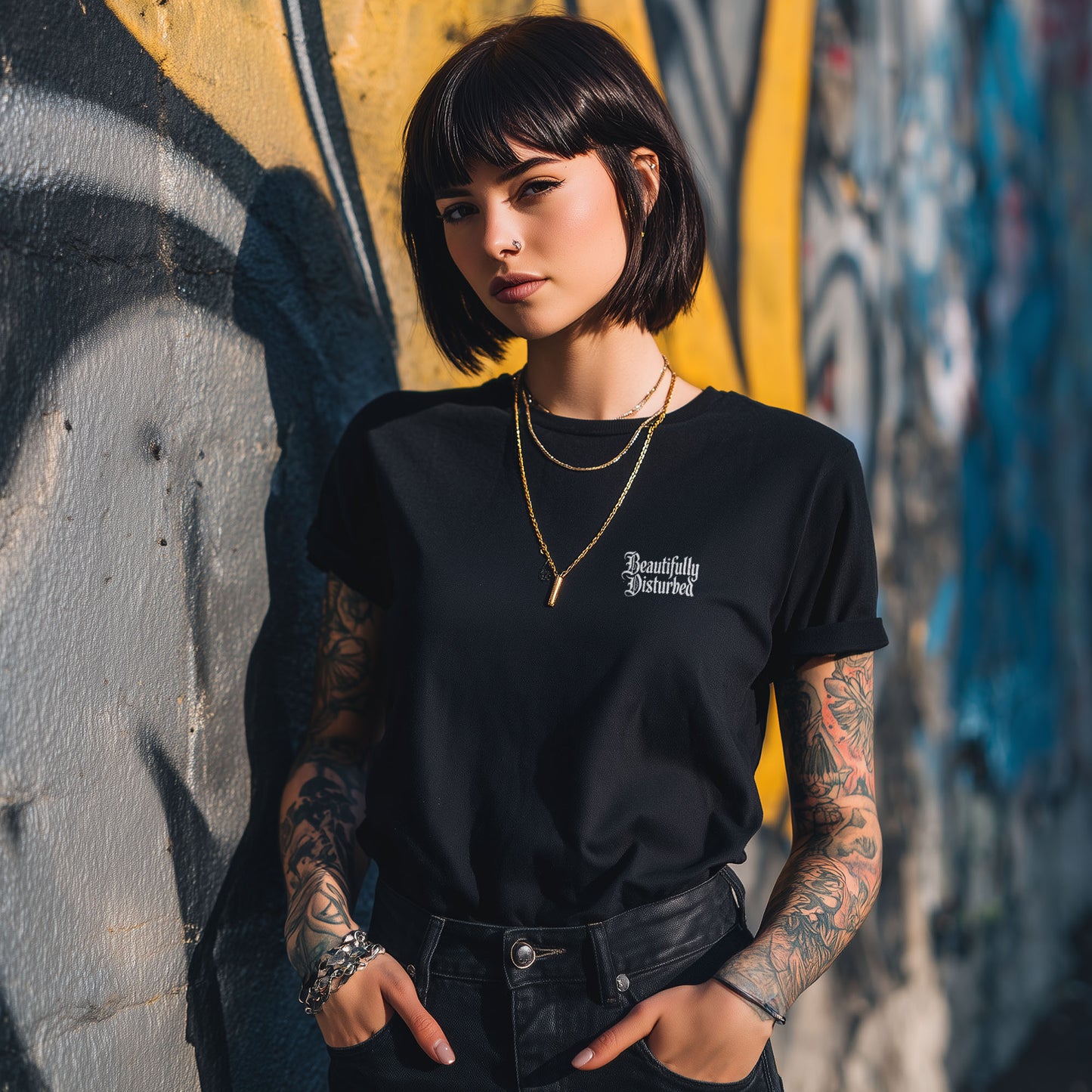 Gothic Text Tee – Beautifully Disturbed Graphic Shirt
