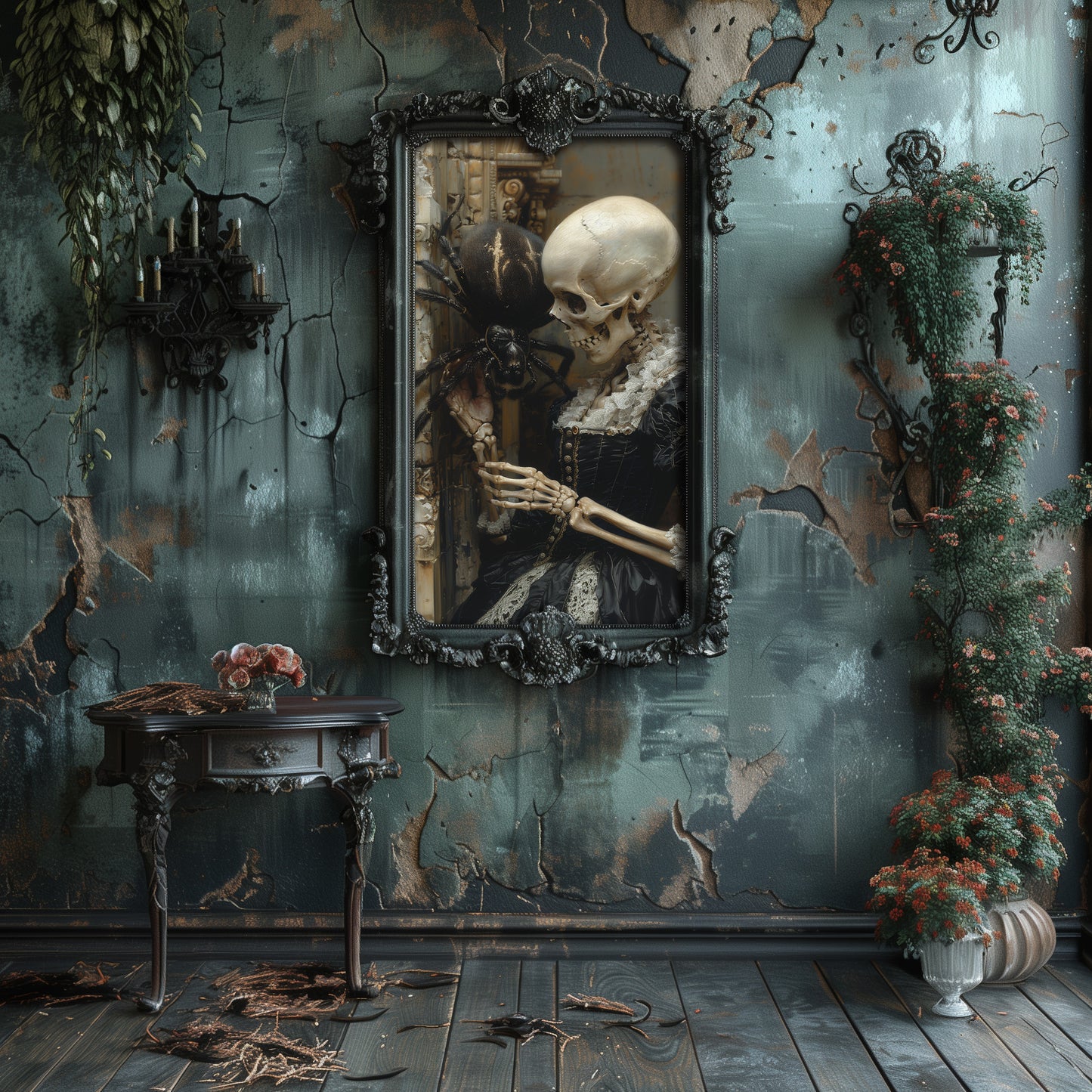 Macabre Meeting of Beauty and the Spider - Gothic Wall Art