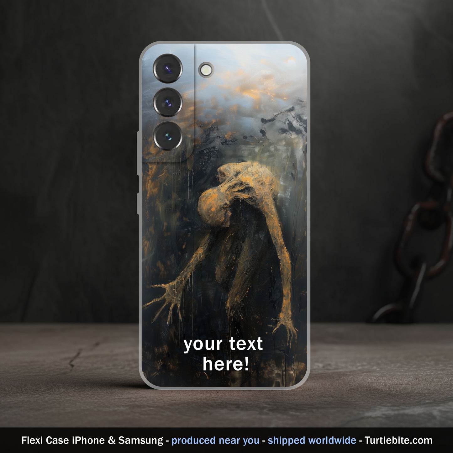 Haunting Oil Painting Phone Case - Customizable Unique Gothic Art for Samsung S24 Ultra S23 S22 S21 S20 and iPhone 15 Pro 14 13 12 11