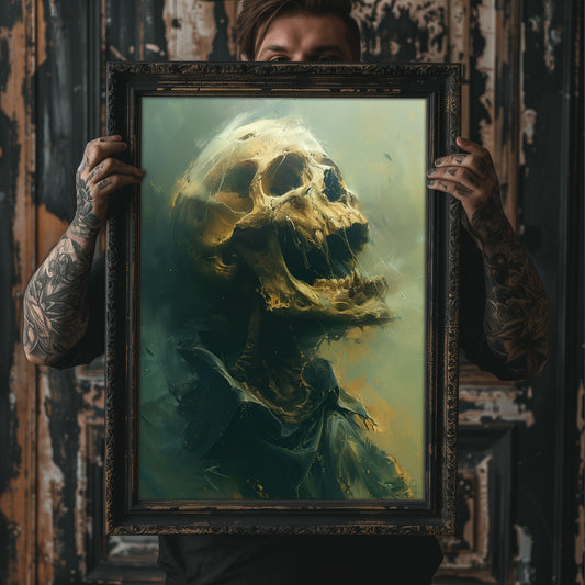 Haunting Screaming Skull Painting - Creepy Eerie Wall Art