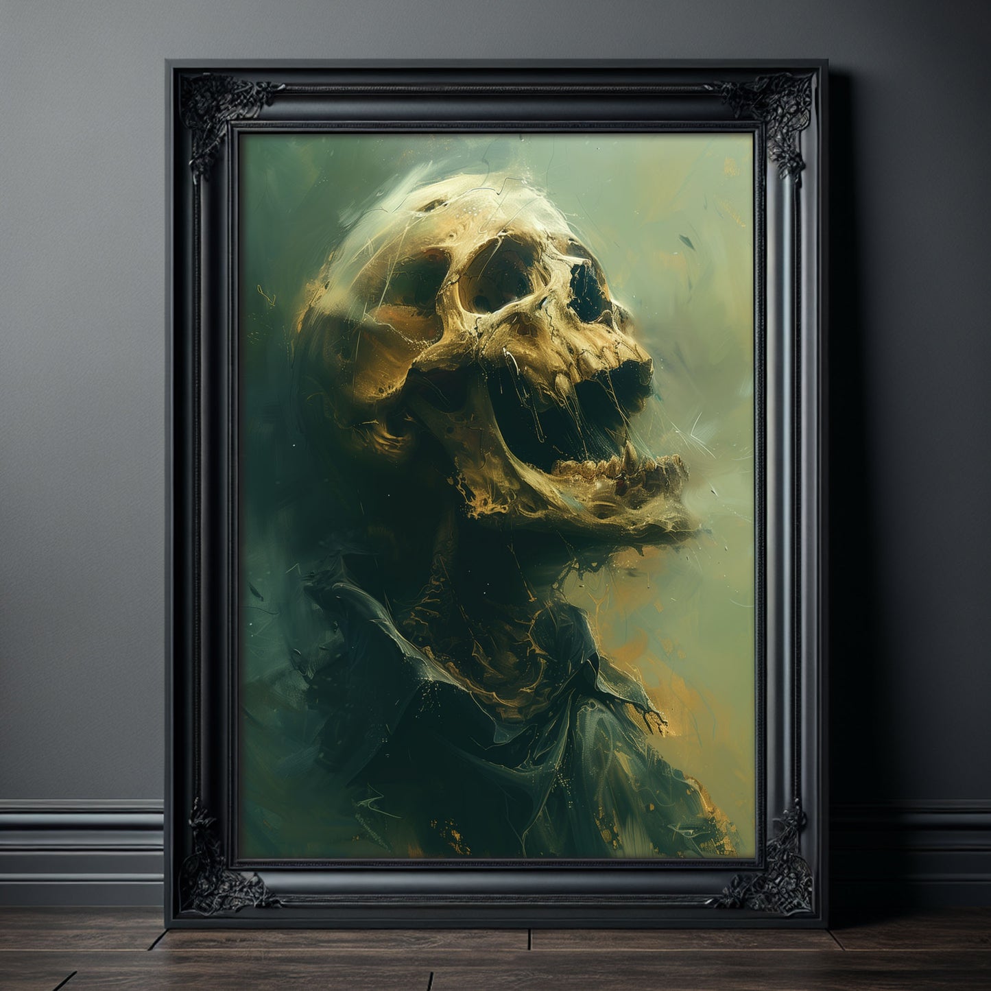 Haunting Screaming Skull Painting - Creepy Eerie Wall Art