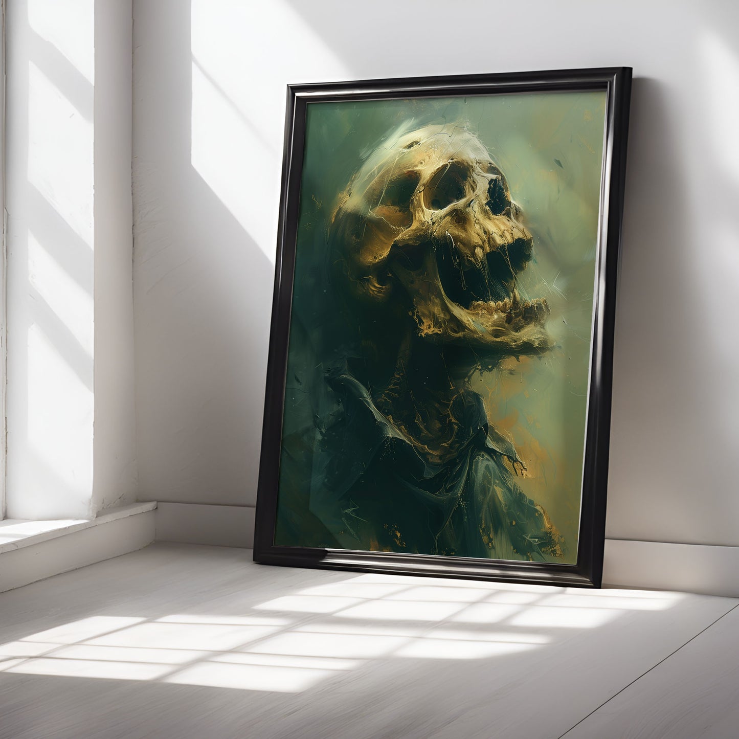 Haunting Screaming Skull Painting - Creepy Eerie Wall Art