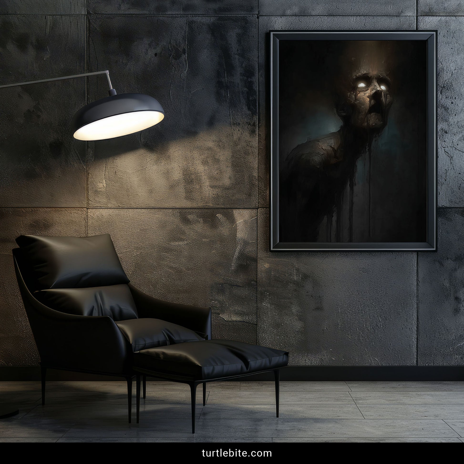 Gothic nightmare painting of corpse-like figure frozen in existential horror with mouth agape