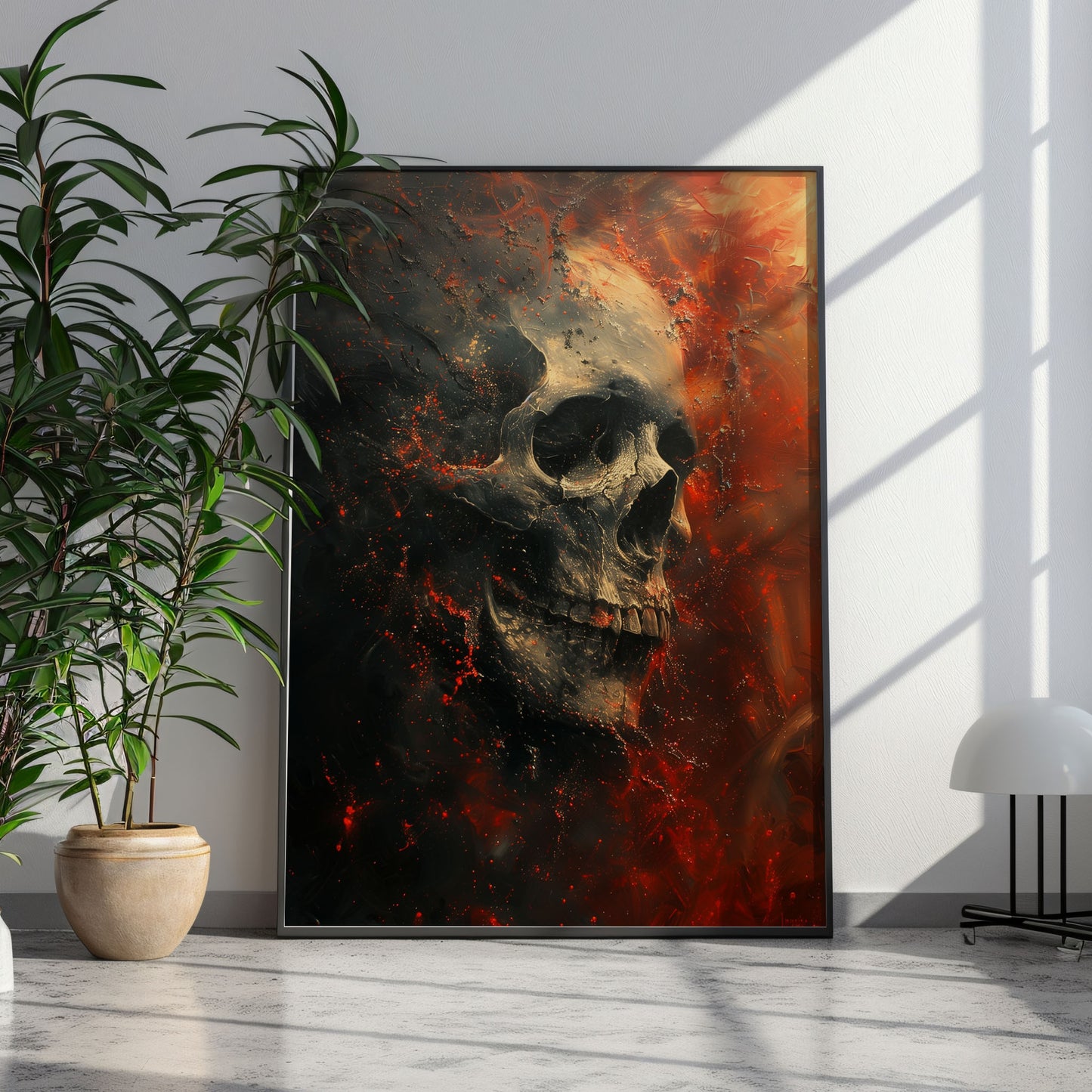 Spooky Red Skull Art - Dark Aesthetic Poster - Gothic Wall Decor