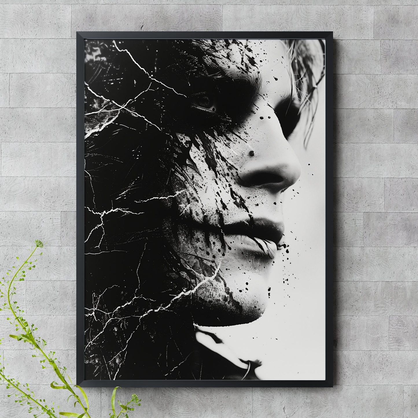 Gothic Black and White Vampire Portrait Print - Unique Home Decor Poster