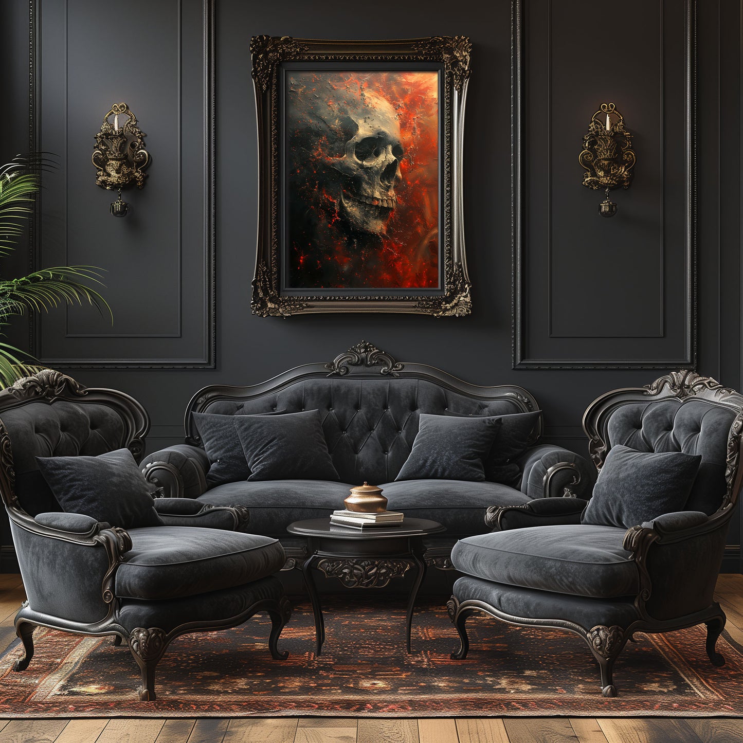 Spooky Red Skull Art - Dark Aesthetic Poster - Gothic Wall Decor