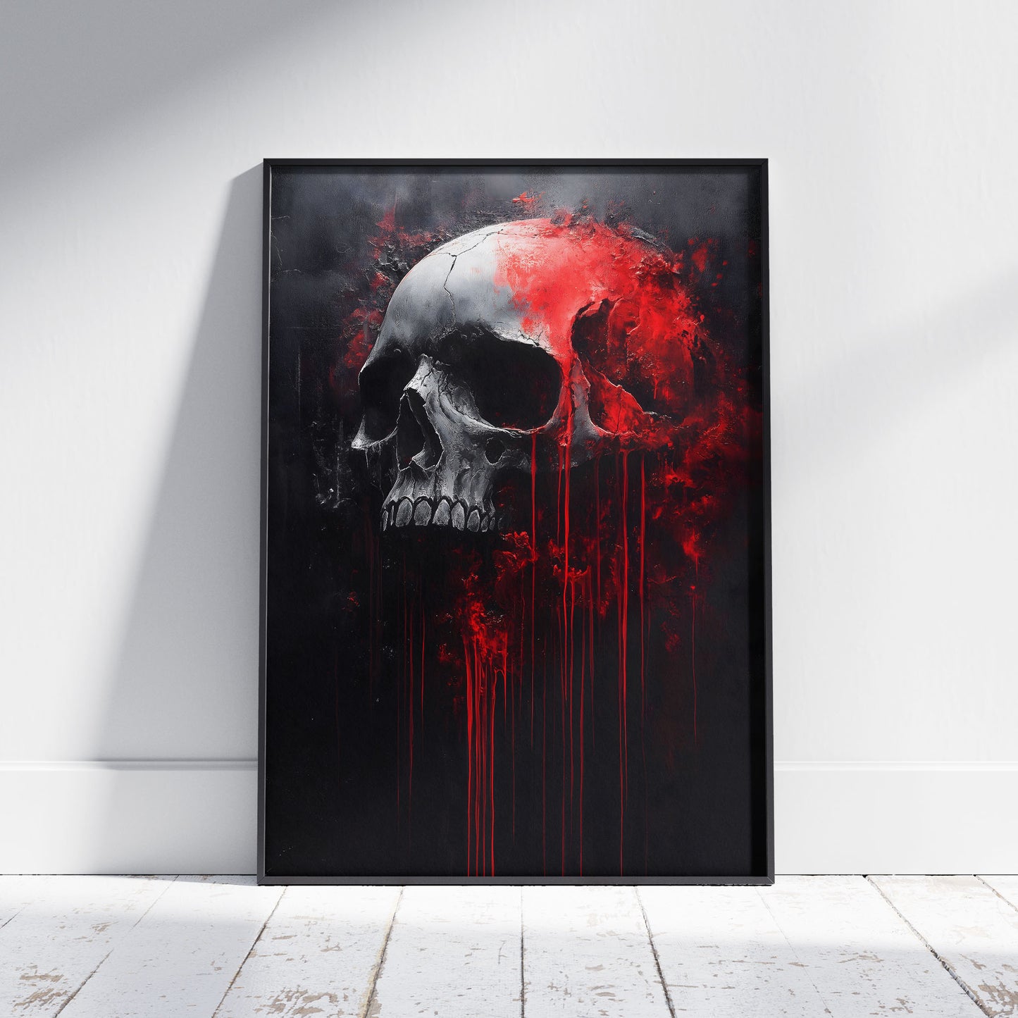 Creepy Bloody Skull Painting Poster, Haunted Art Painting, Horror Artwork