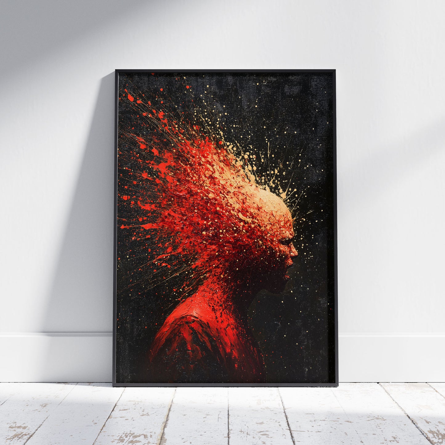 Red Headshot Oil Painting Poster, Dark Fine Art with Spooky Vibes, Gory Abstract Wall Art, Disturbing Whimsigoth Print