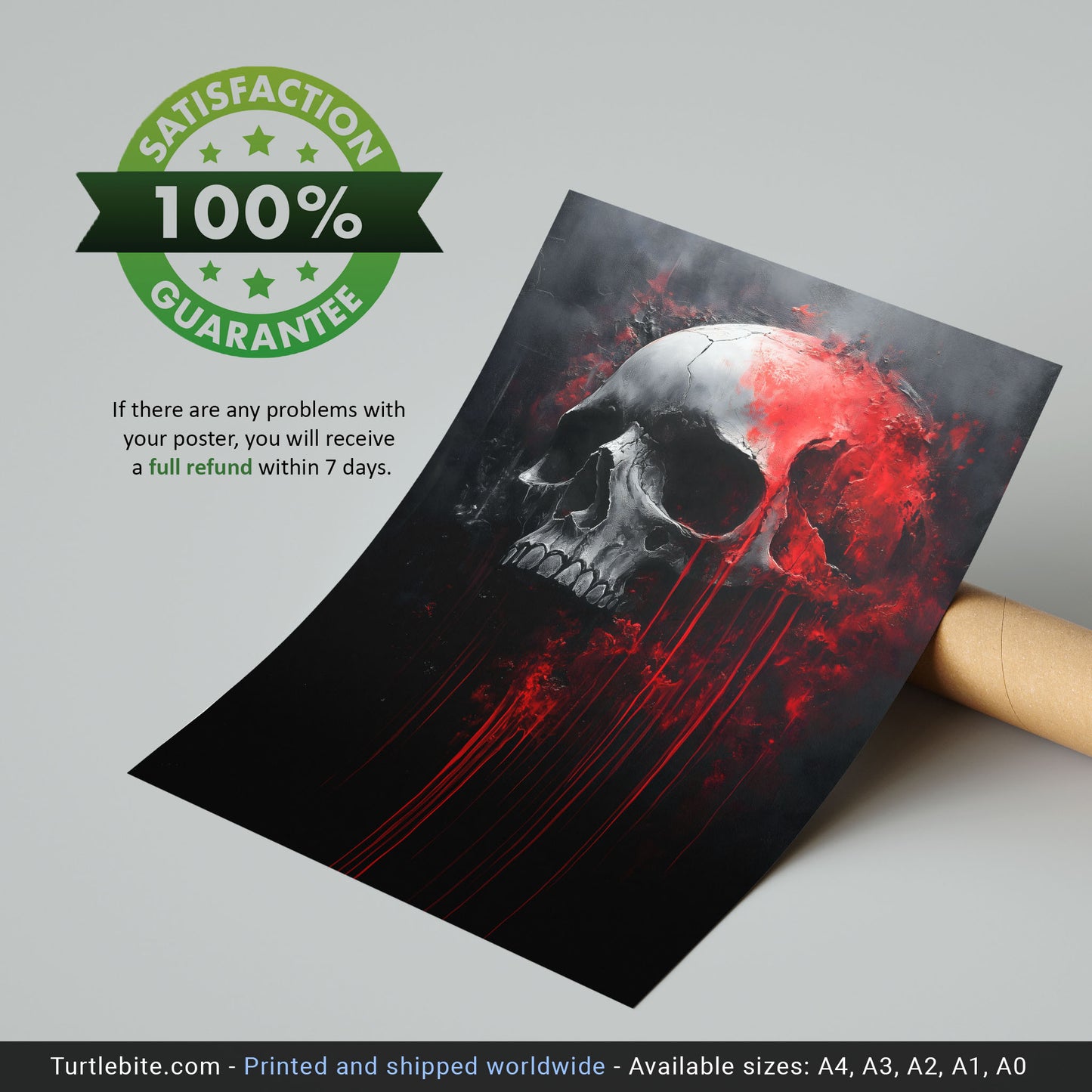 Creepy Bloody Skull Painting Poster, Haunted Art Painting, Horror Artwork