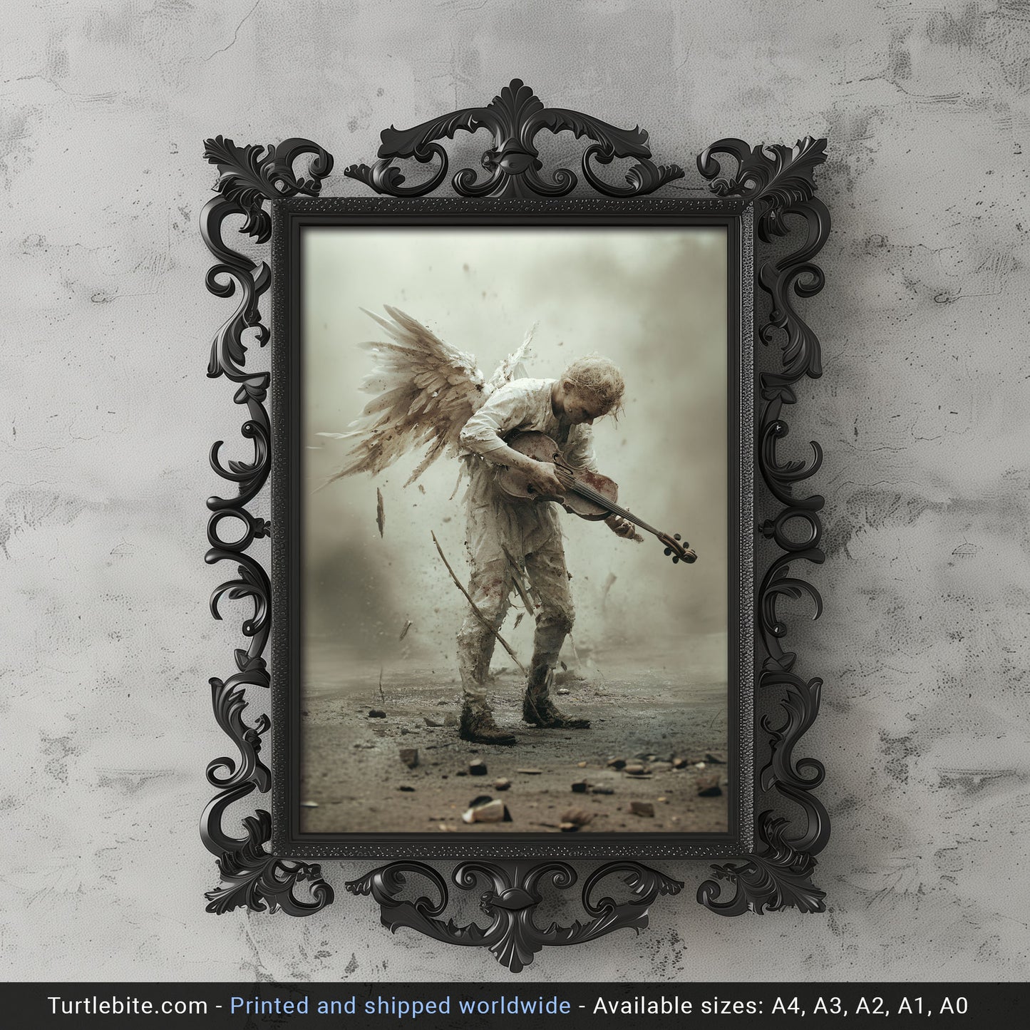 Heavy Metal Angel Painting Poster, Dark Academia Print, Victorian Romance Wall Art