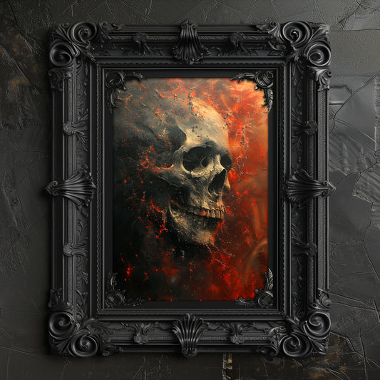 Spooky Red Skull Art - Dark Aesthetic Poster - Gothic Wall Decor