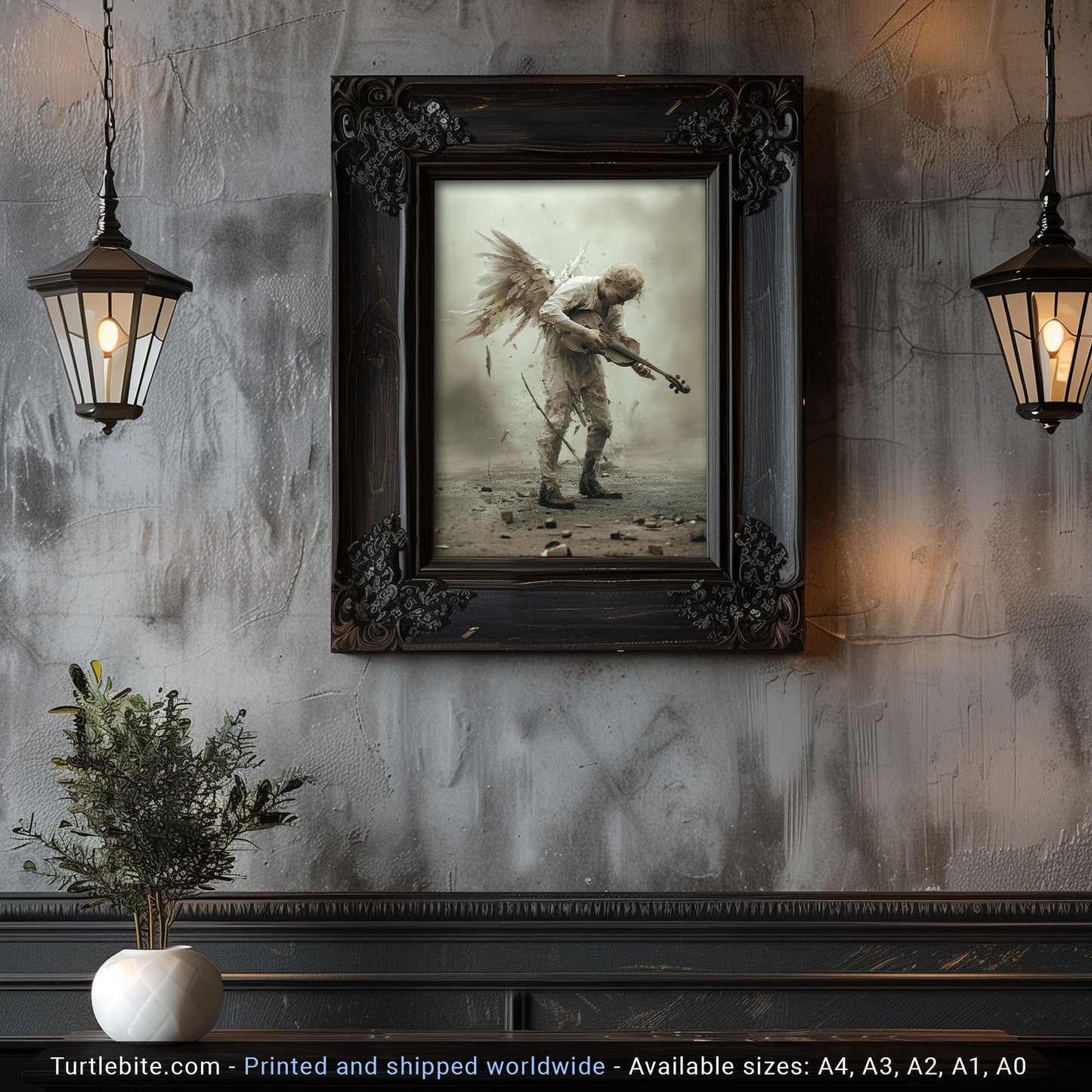 Heavy Metal Angel Painting Poster, Dark Academia Print, Victorian Romance Wall Art