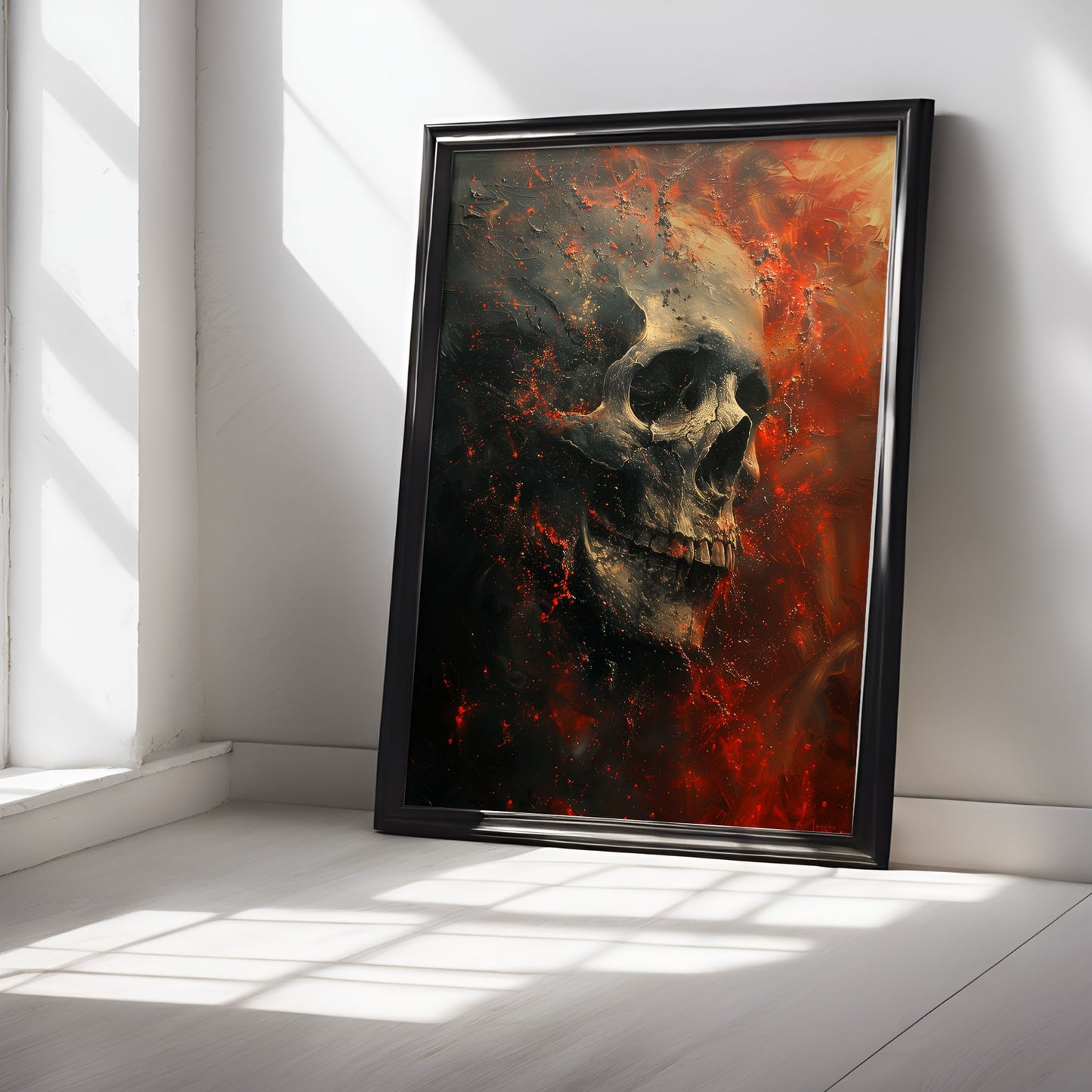 Spooky Red Skull Art - Dark Aesthetic Poster - Gothic Wall Decor