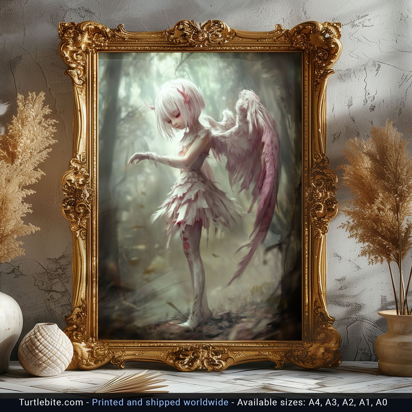 Dark Angel Art Print - Gothic Fallen Angel Wall Decor
