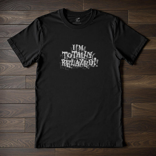 Ironic gothic tee design featuring distressed horror font lettering with a ghosted grayscale effect