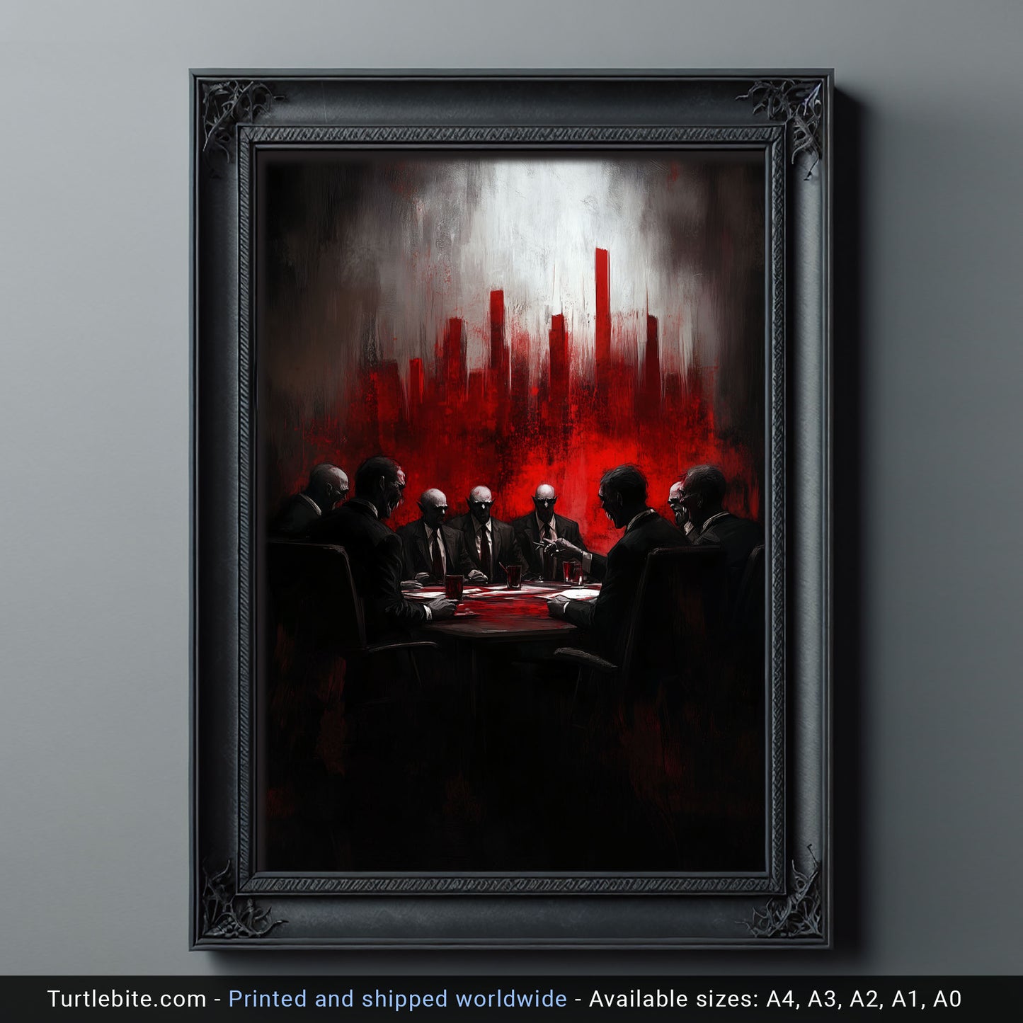 Meeting of the Vampires Poster Painting, Eerie Wall Art for Dark Decor Lovers