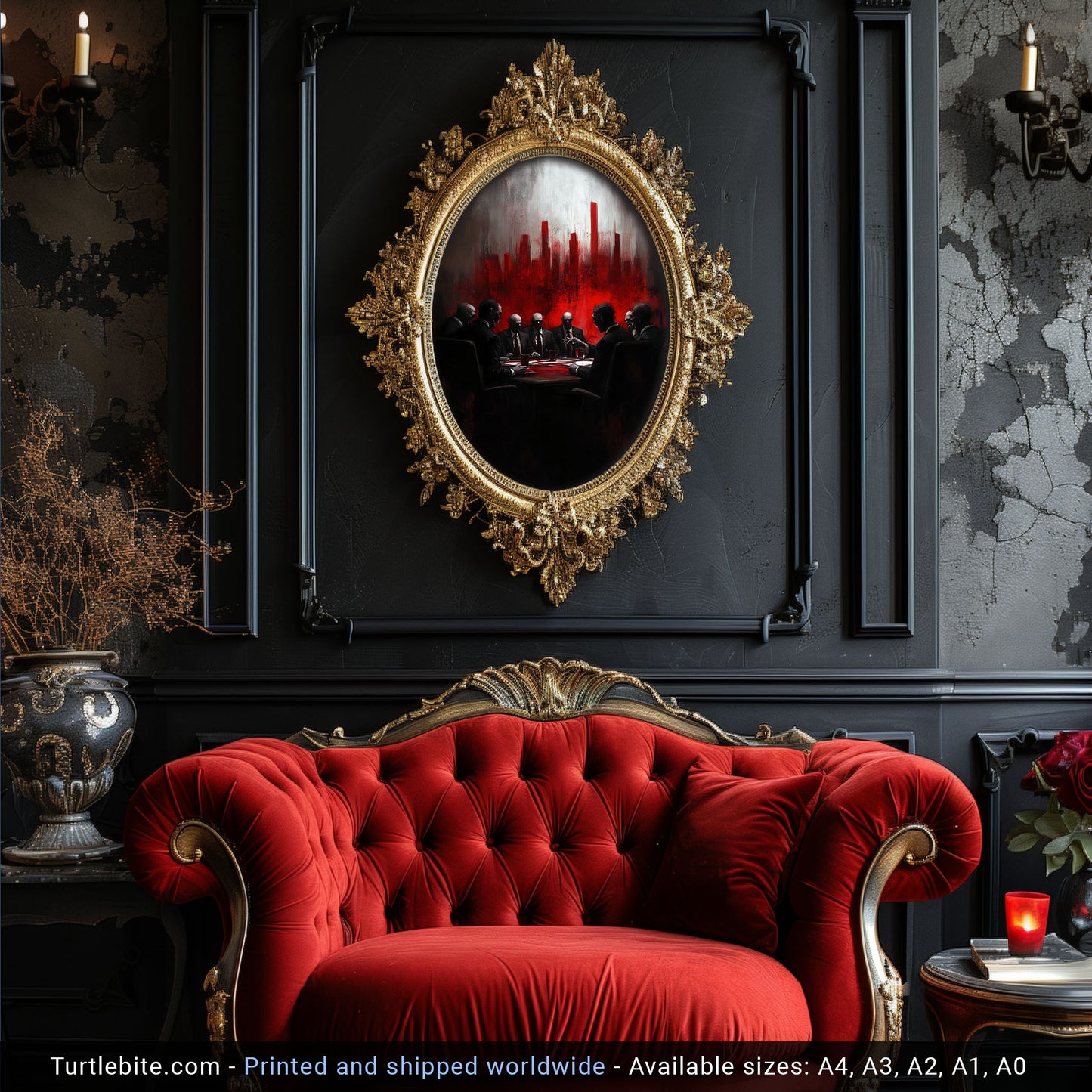 Meeting of the Vampires Poster Painting, Eerie Wall Art for Dark Decor Lovers