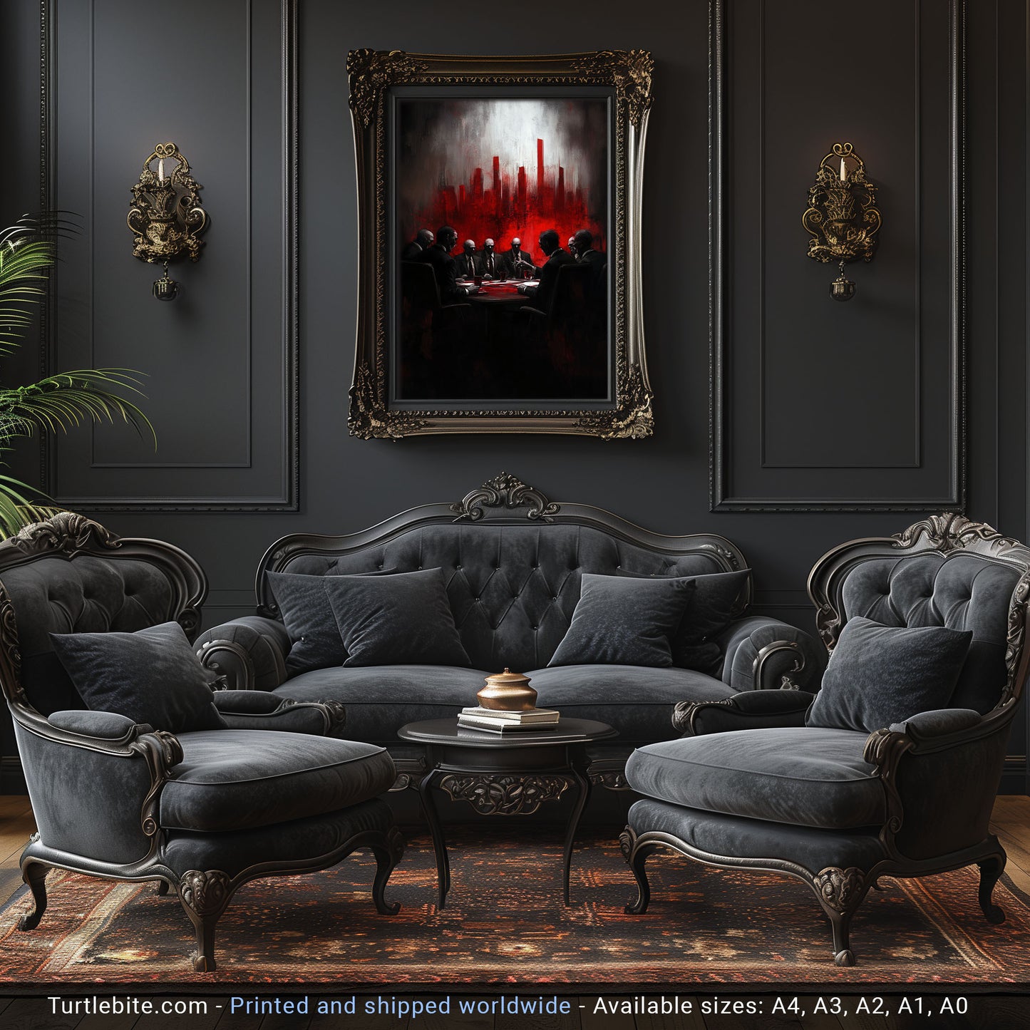 Meeting of the Vampires Poster Painting, Eerie Wall Art for Dark Decor Lovers