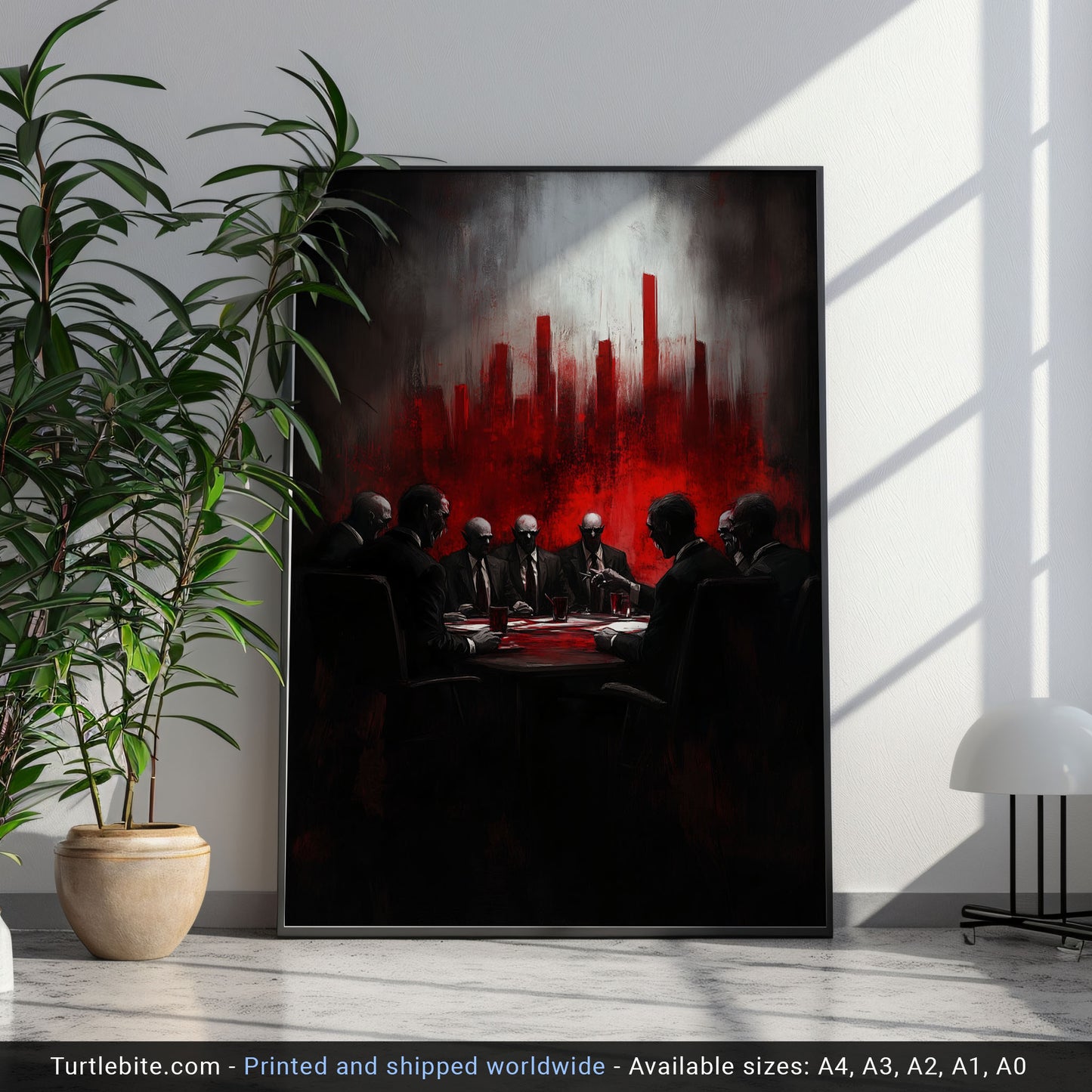 Meeting of the Vampires Poster Painting, Eerie Wall Art for Dark Decor Lovers