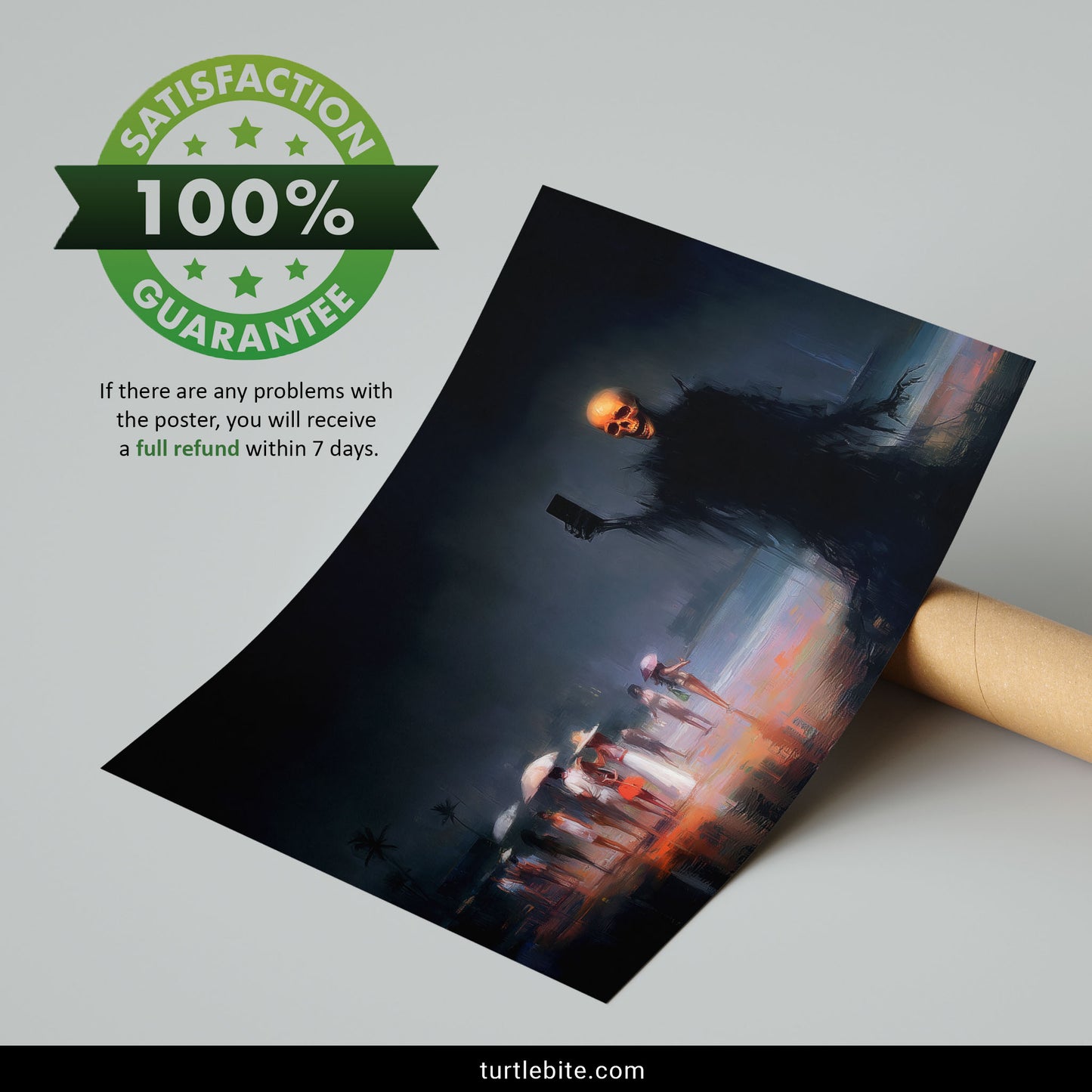 Memento Mori Skeleton Selfie, Dark Humor Beach Poster