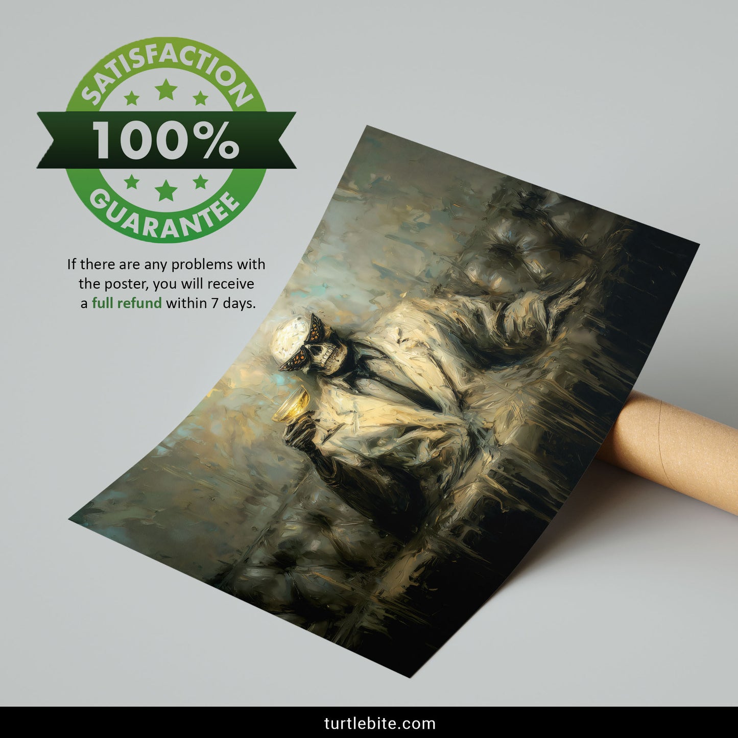 Memento Mori Melting Skeleton Wine Art Poster, Gothic Art Print