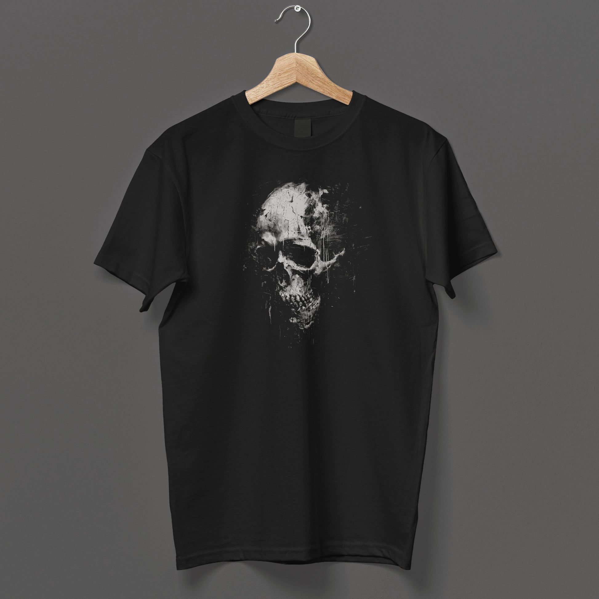 Black and white skull print tee memento mori gothic horror clothing