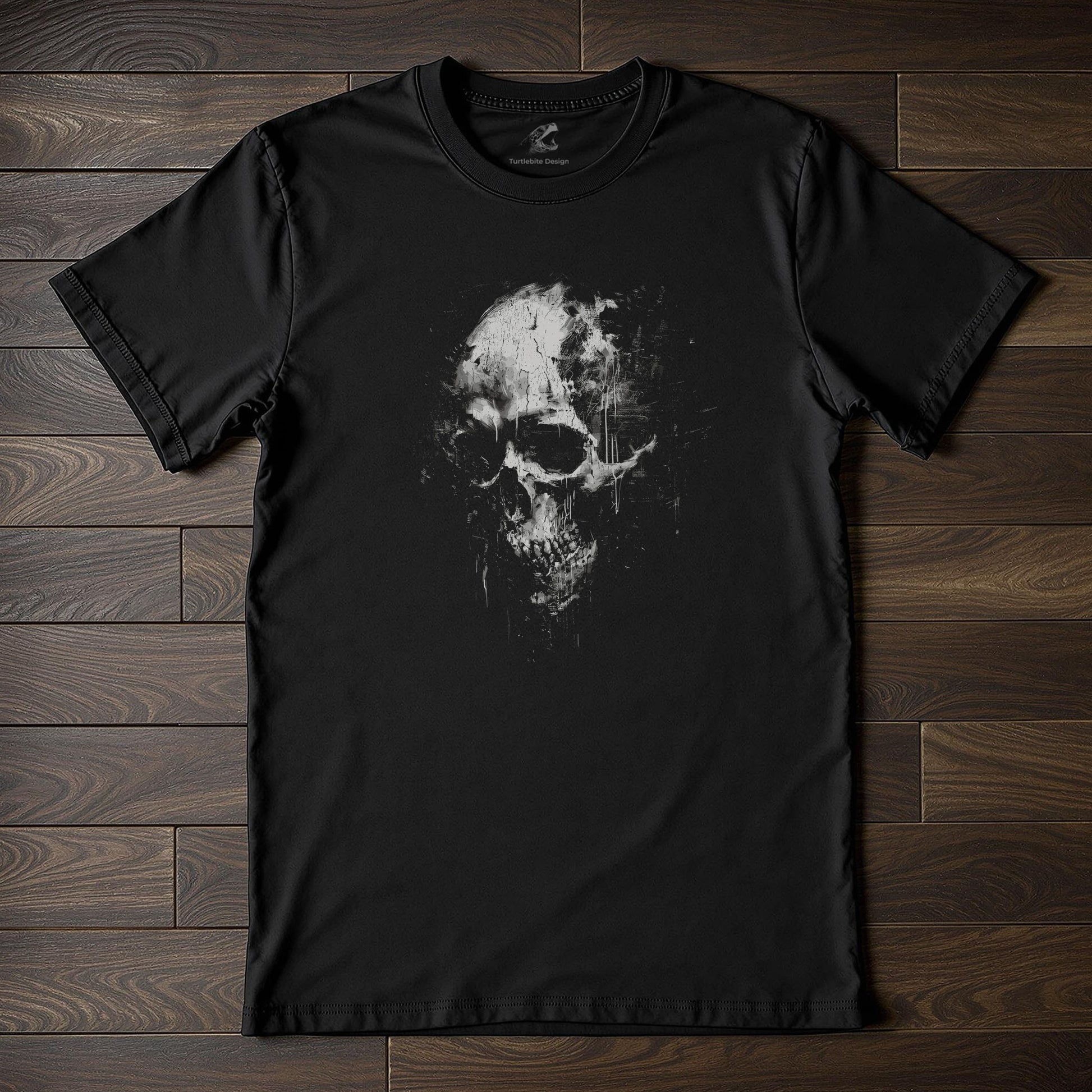 Memento mori skull t-shirt black white grunge dark art horror print