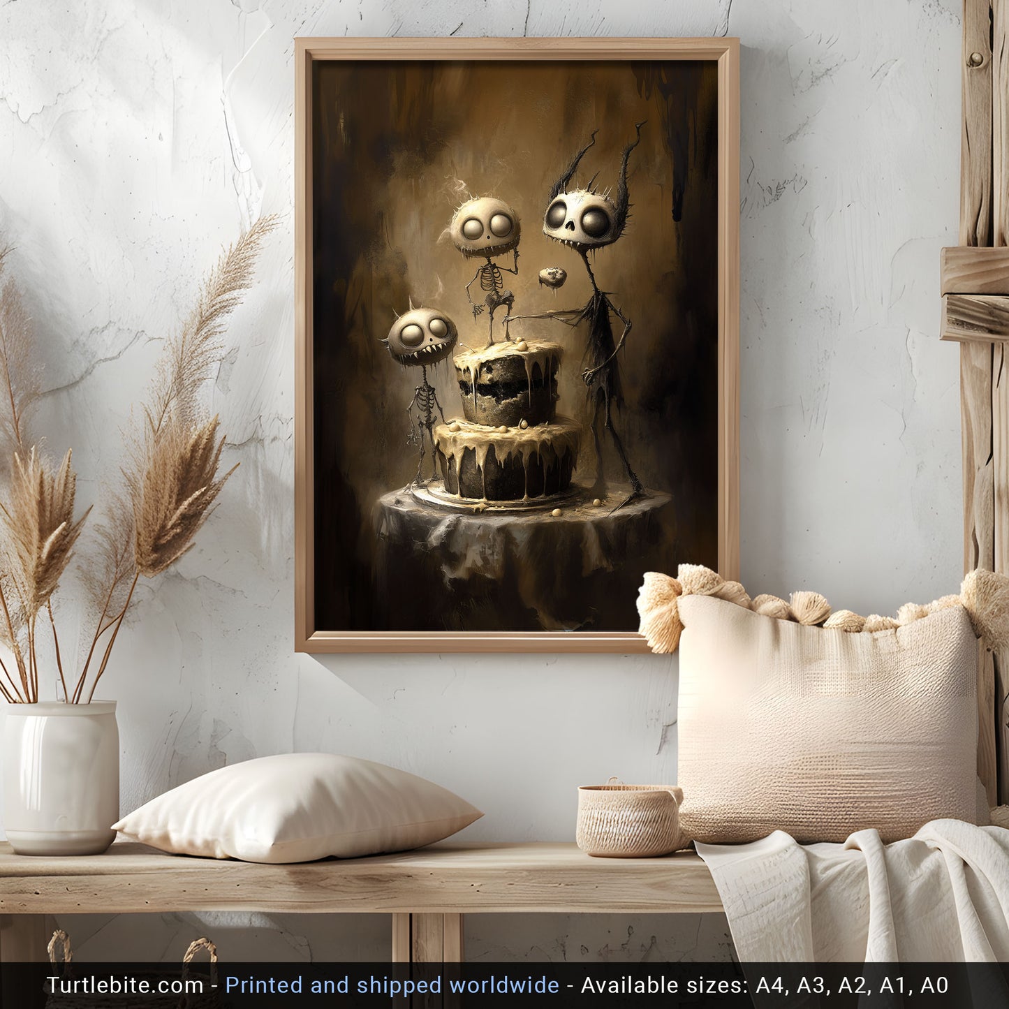 Monster's Cake Dark Wall Art Print – Creepy Cute Gothic Poster for Whimsical Decor