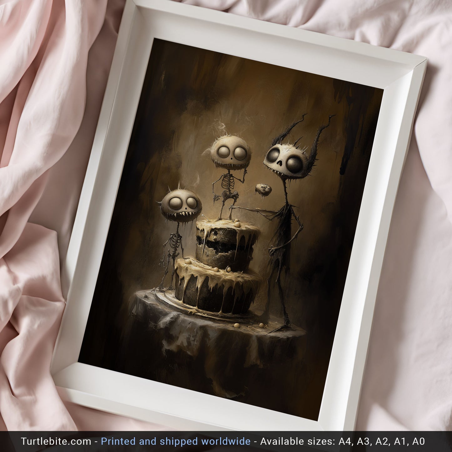 Monster's Cake Dark Wall Art Print – Creepy Cute Gothic Poster for Whimsical Decor