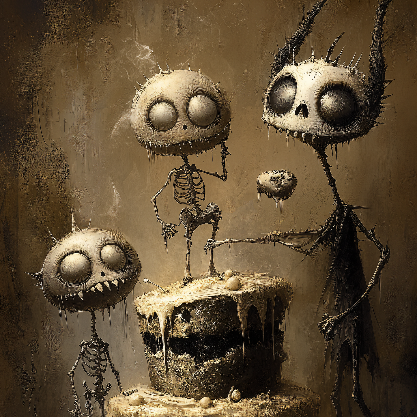 Monster's Cake Dark Wall Art Print – Creepy Cute Gothic Poster for Whimsical Decor