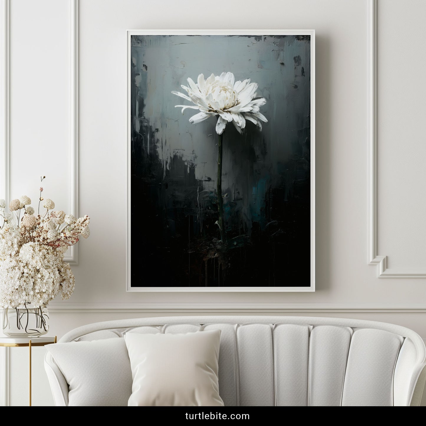 Melancholic contemporary art print moody floral minimalist home decor