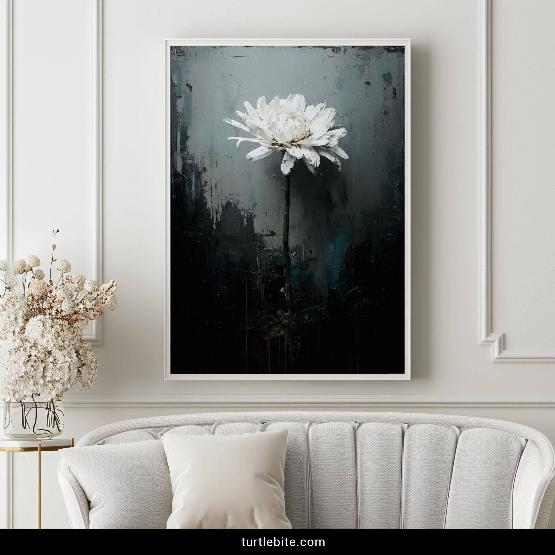 Melancholic contemporary art print moody floral minimalist home decor