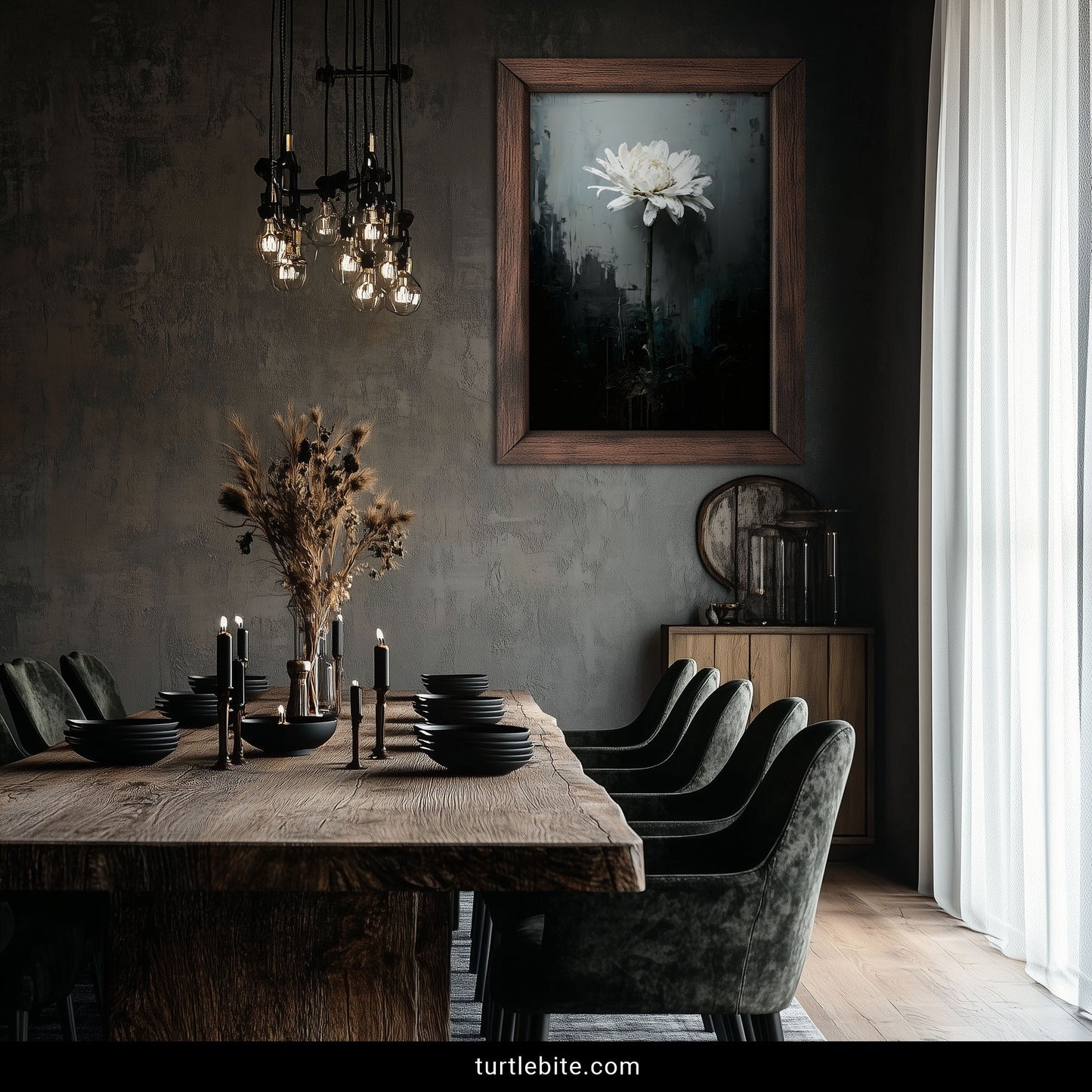 Melancholic contemporary art print moody floral minimalist home decor