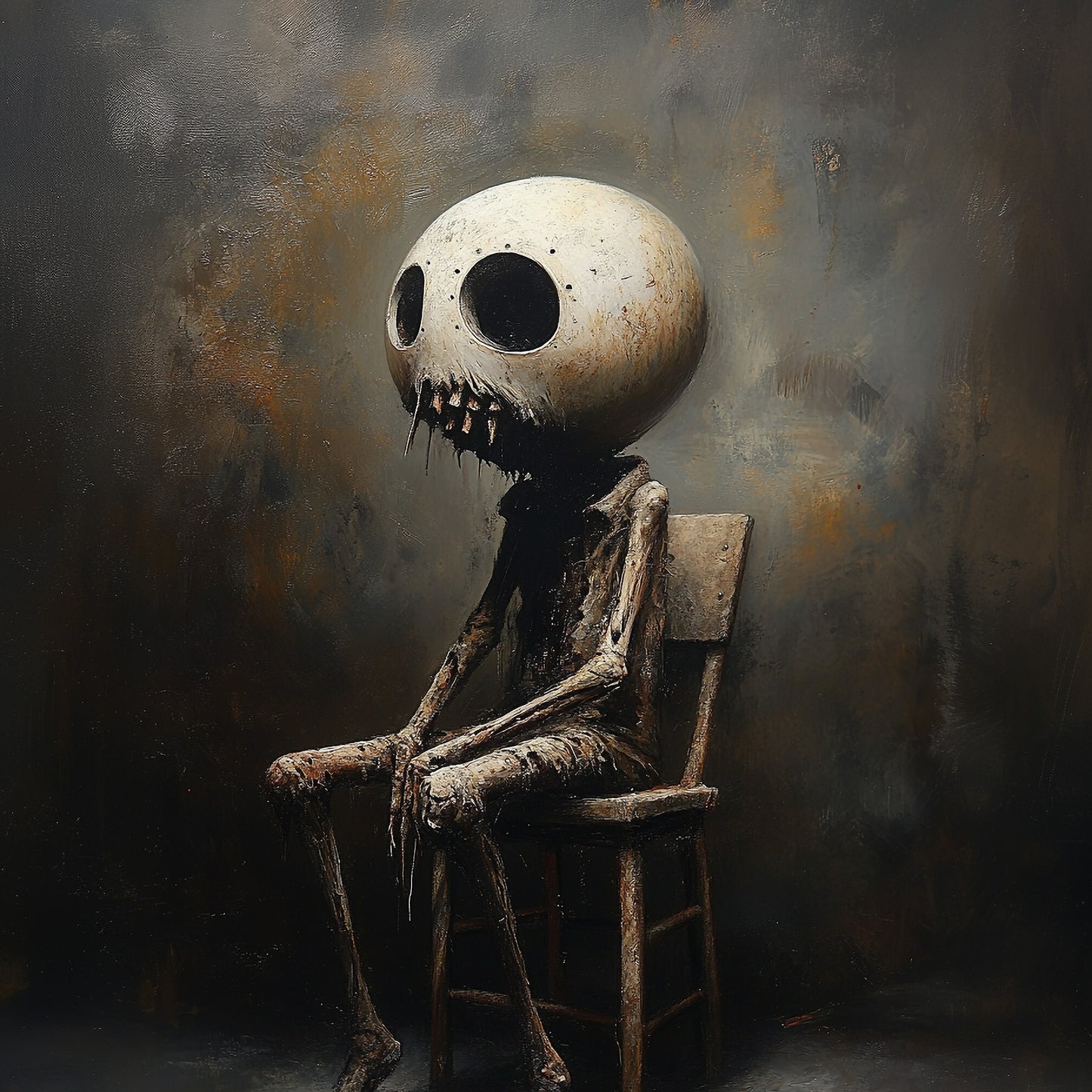 Moody Silent Waiting Painting Poster - Dark Aesthetic Wall Art