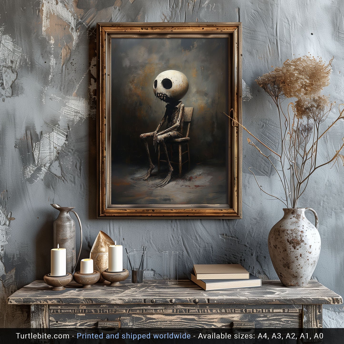 Moody Silent Waiting Painting Poster - Dark Aesthetic Wall Art