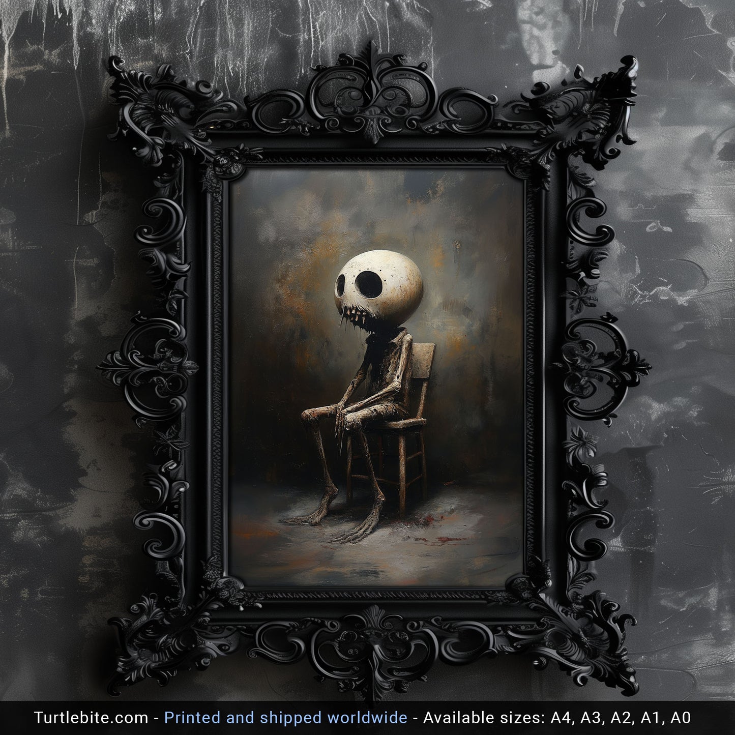 Moody Silent Waiting Painting Poster - Dark Aesthetic Wall Art