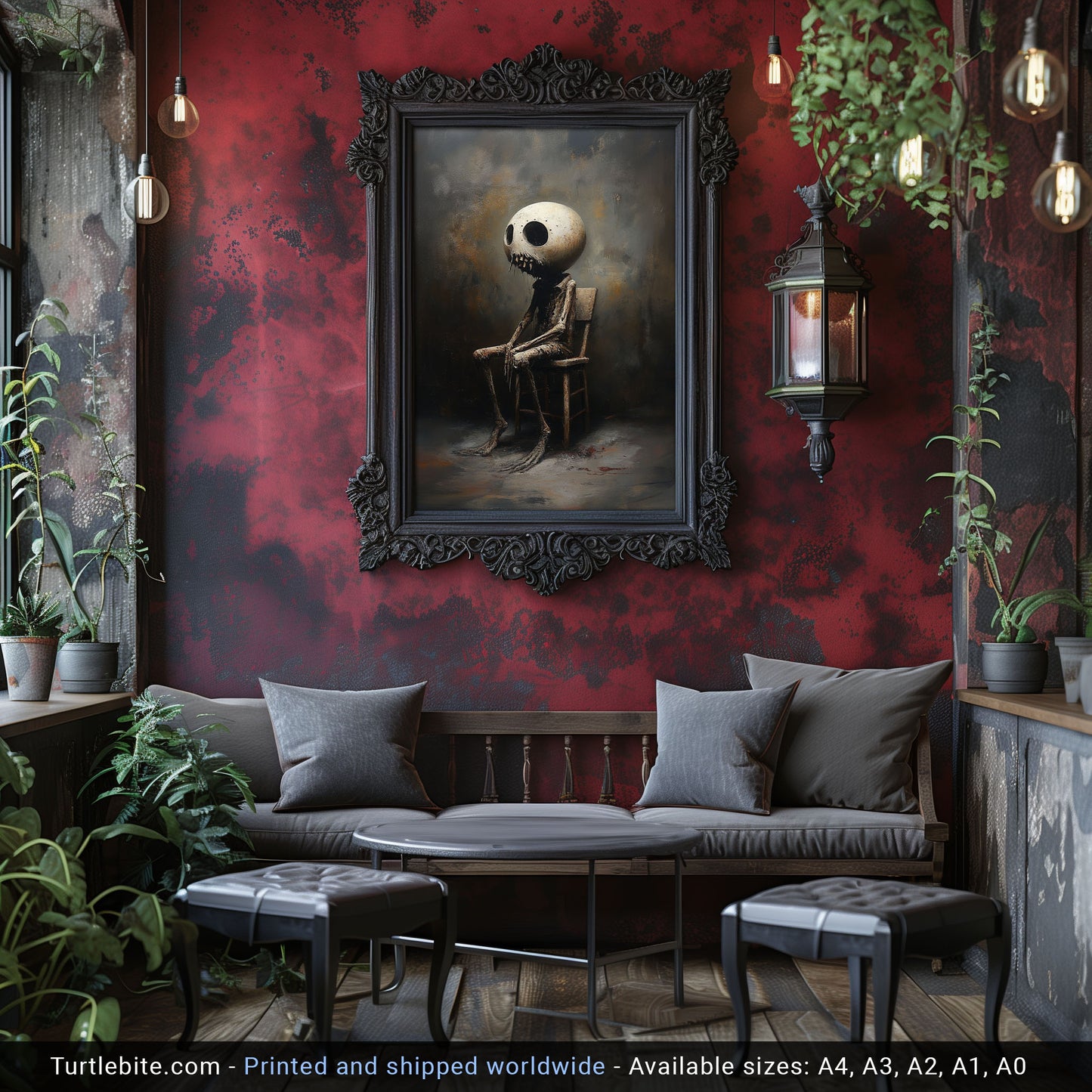 Moody Silent Waiting Painting Poster - Dark Aesthetic Wall Art