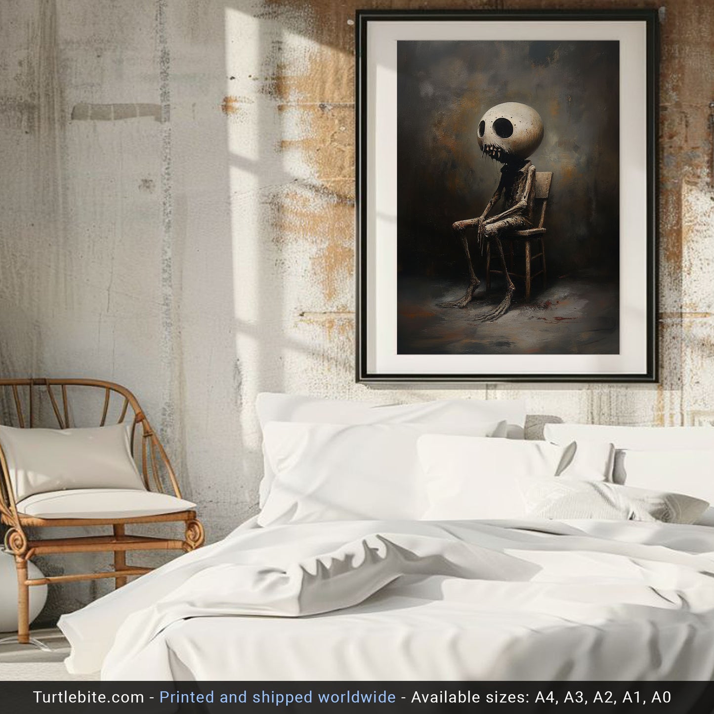 Moody Silent Waiting Painting Poster - Dark Aesthetic Wall Art