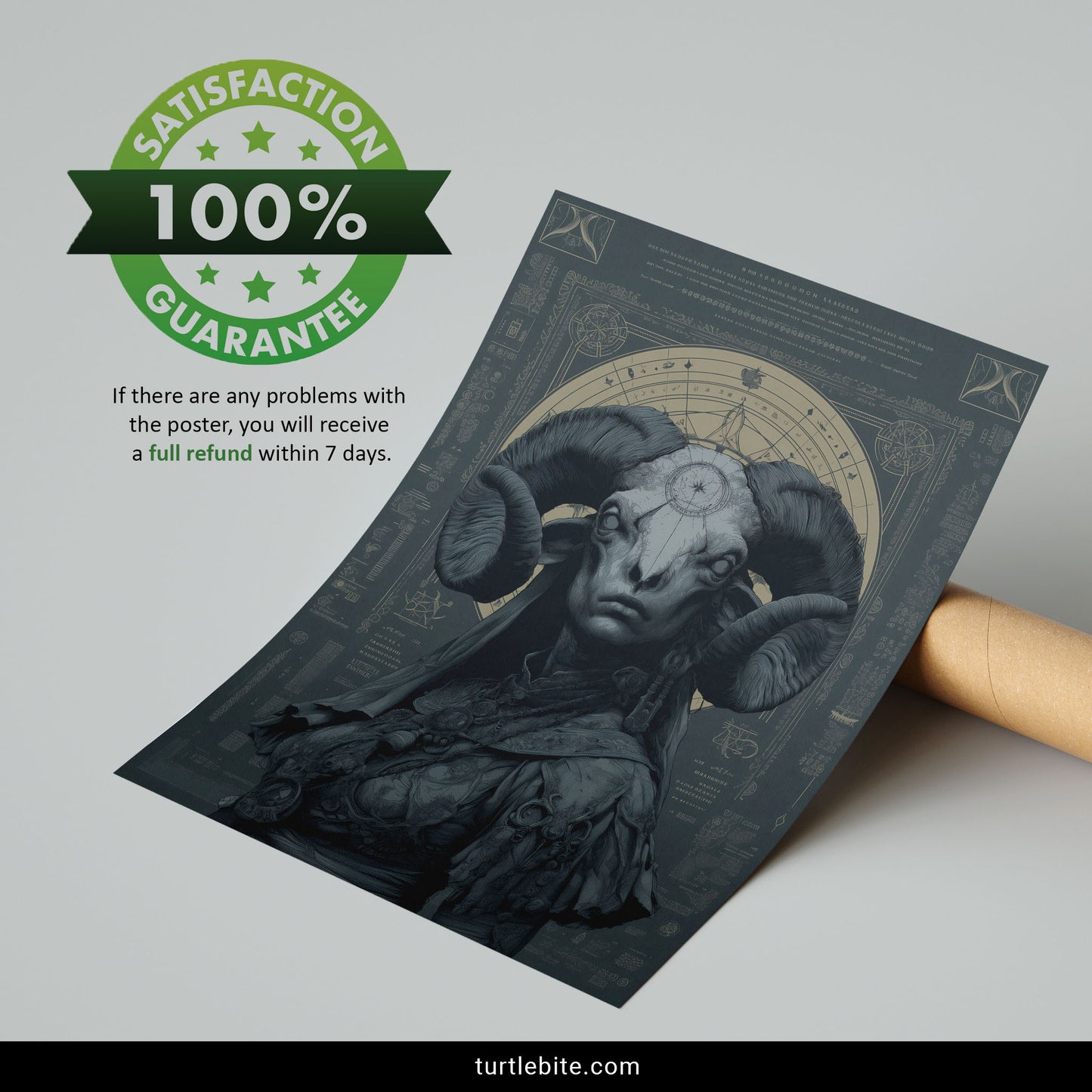 Ram Skull Poster, Occult Print, Gothic Art, Dark Academia Decor