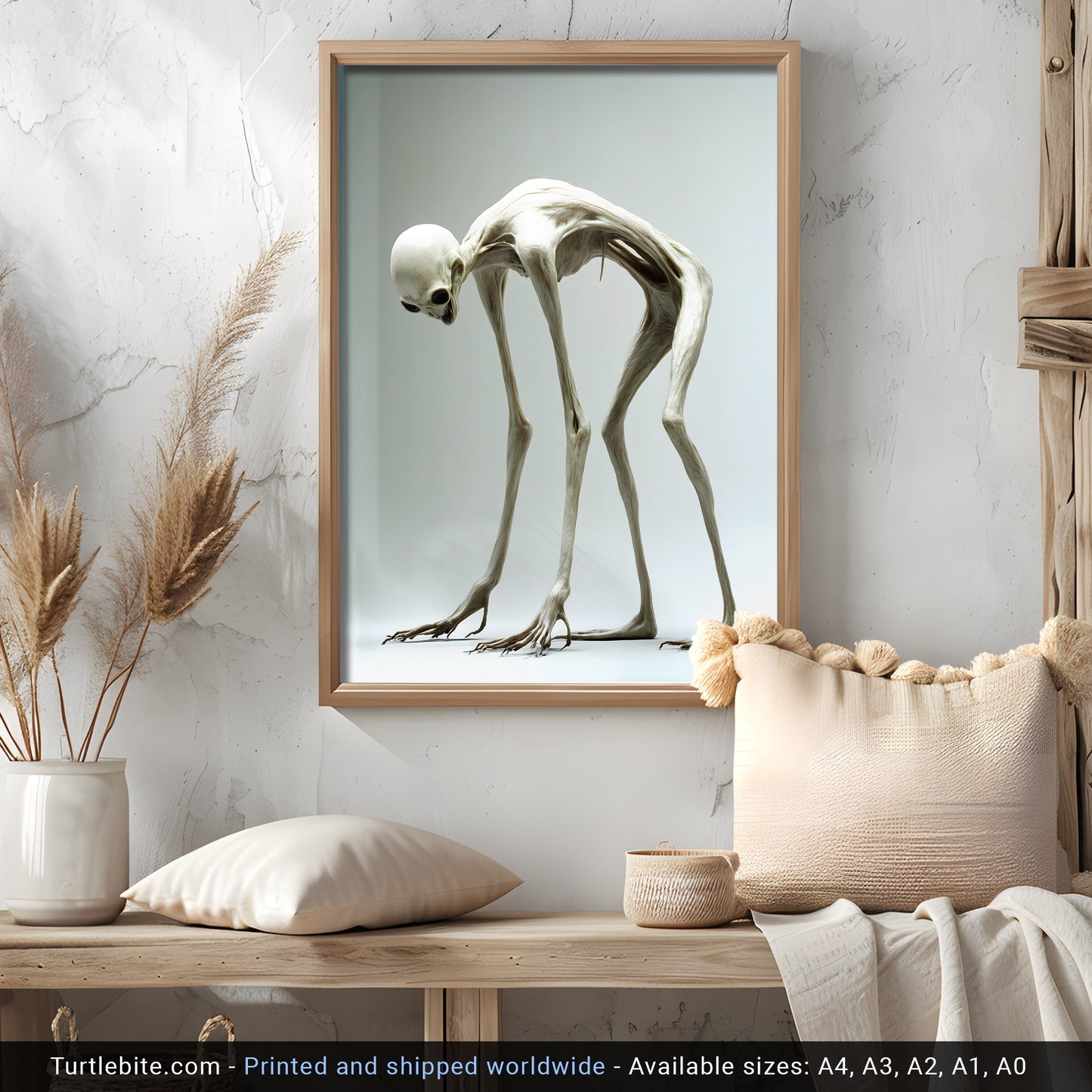 Pale Moody Hunched Creature Poster Print - Gothic Wall Art