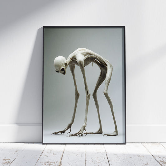 Pale Moody Hunched Creature Poster Print - Gothic Wall Art