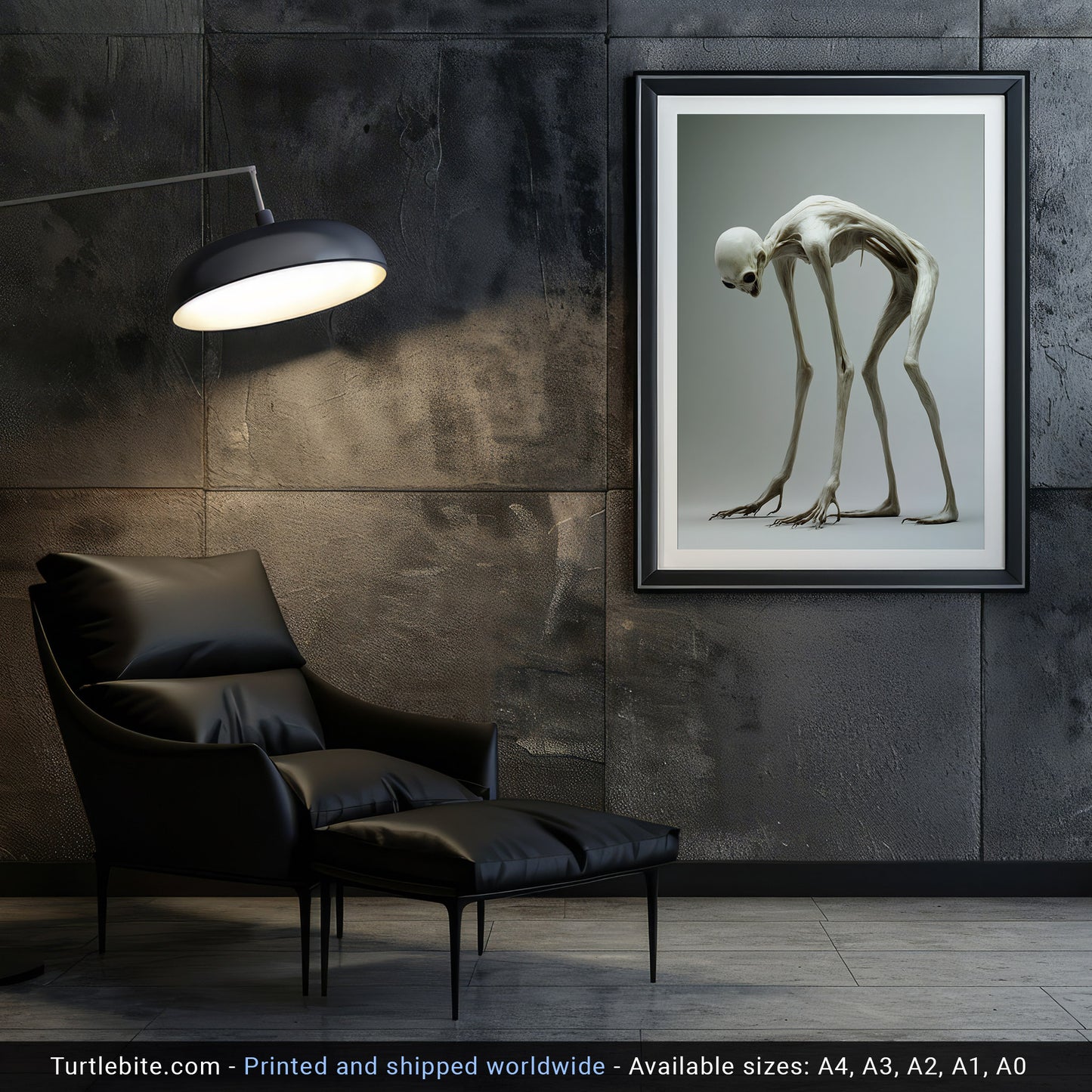 Pale Moody Hunched Creature Poster Print - Gothic Wall Art